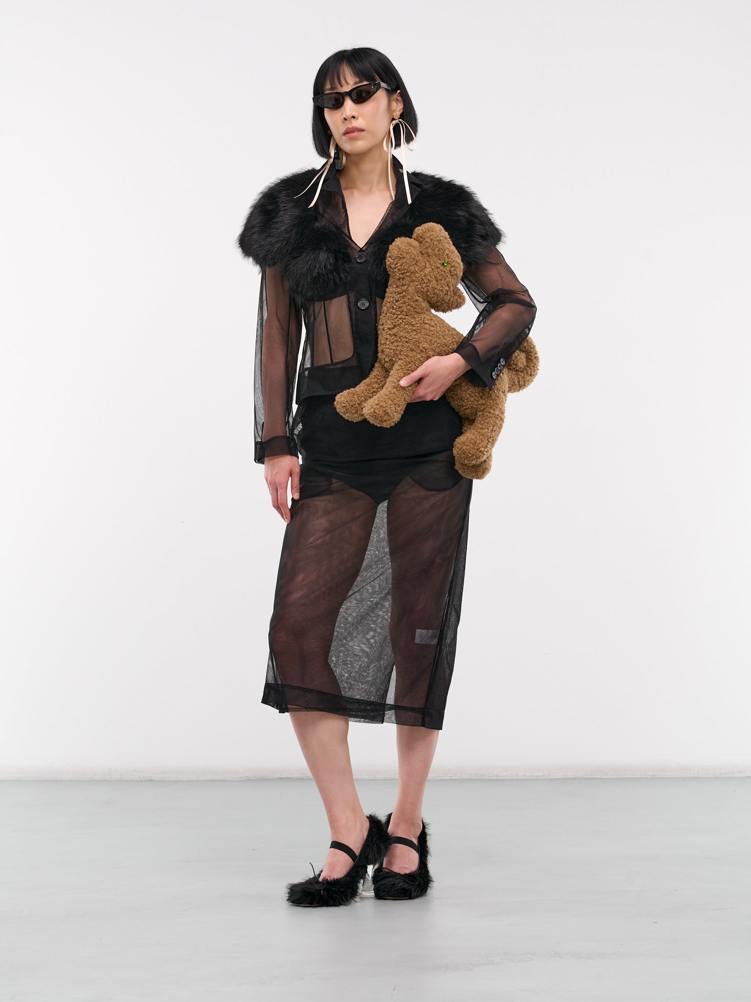 Faux Fur & Tulle Jacket (6097-CAPF-0069-BLACK)