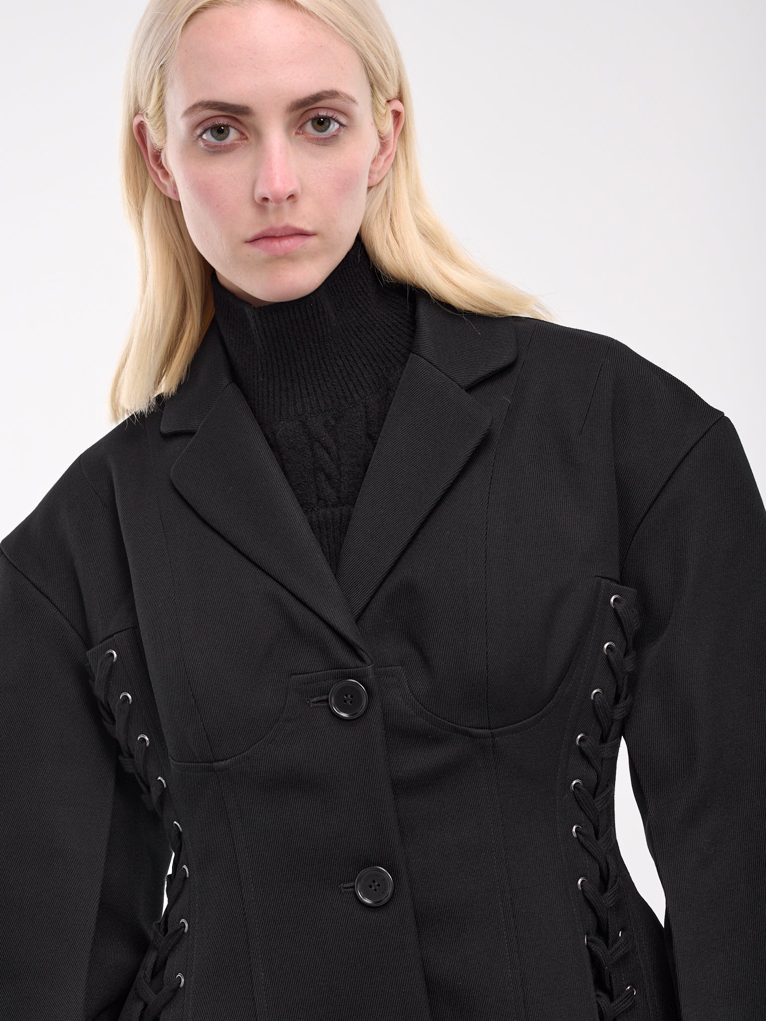 Puff Sculpted Corset Jacket (6109-0297-BLACK)