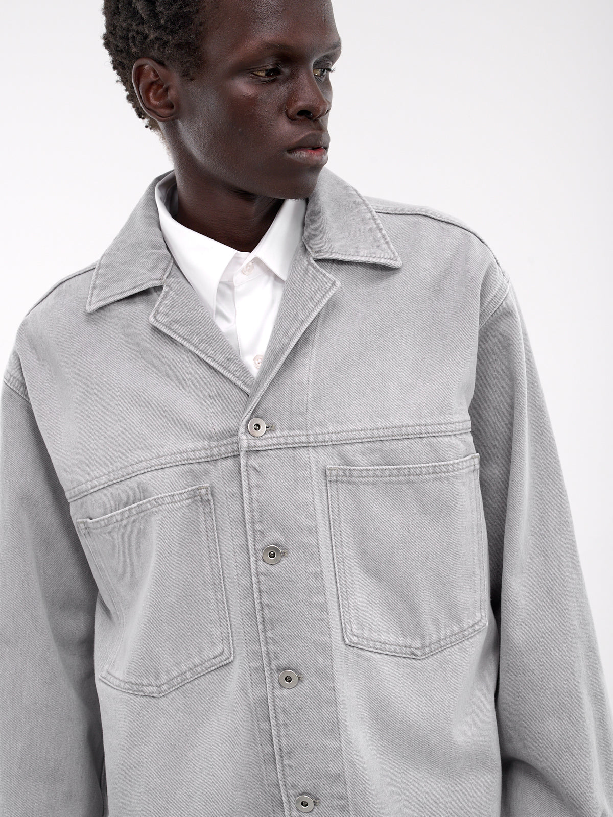 Washed Denim Shirt (802371V4LP0-1493-LIGHT-GREY)