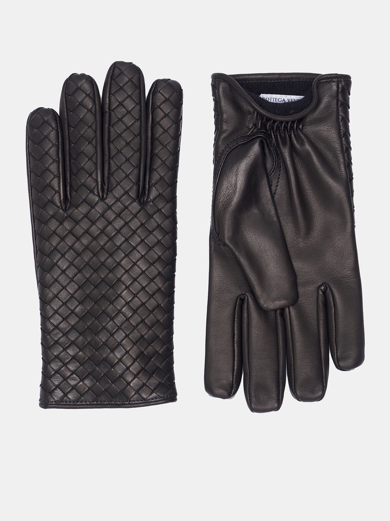 Intrecciato Leather Gloves (804440V0171-1000-BLACK)