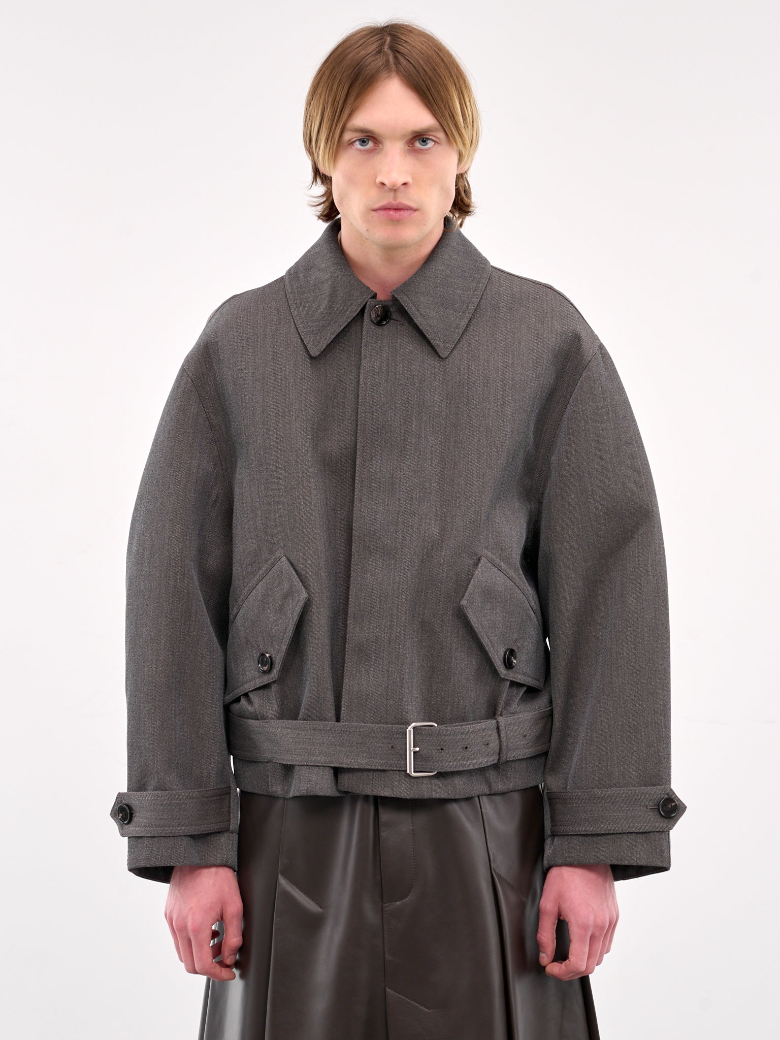 Wool Twill Bomber Jacket (820075V5C90-1277-GREYJUTE-MELA)