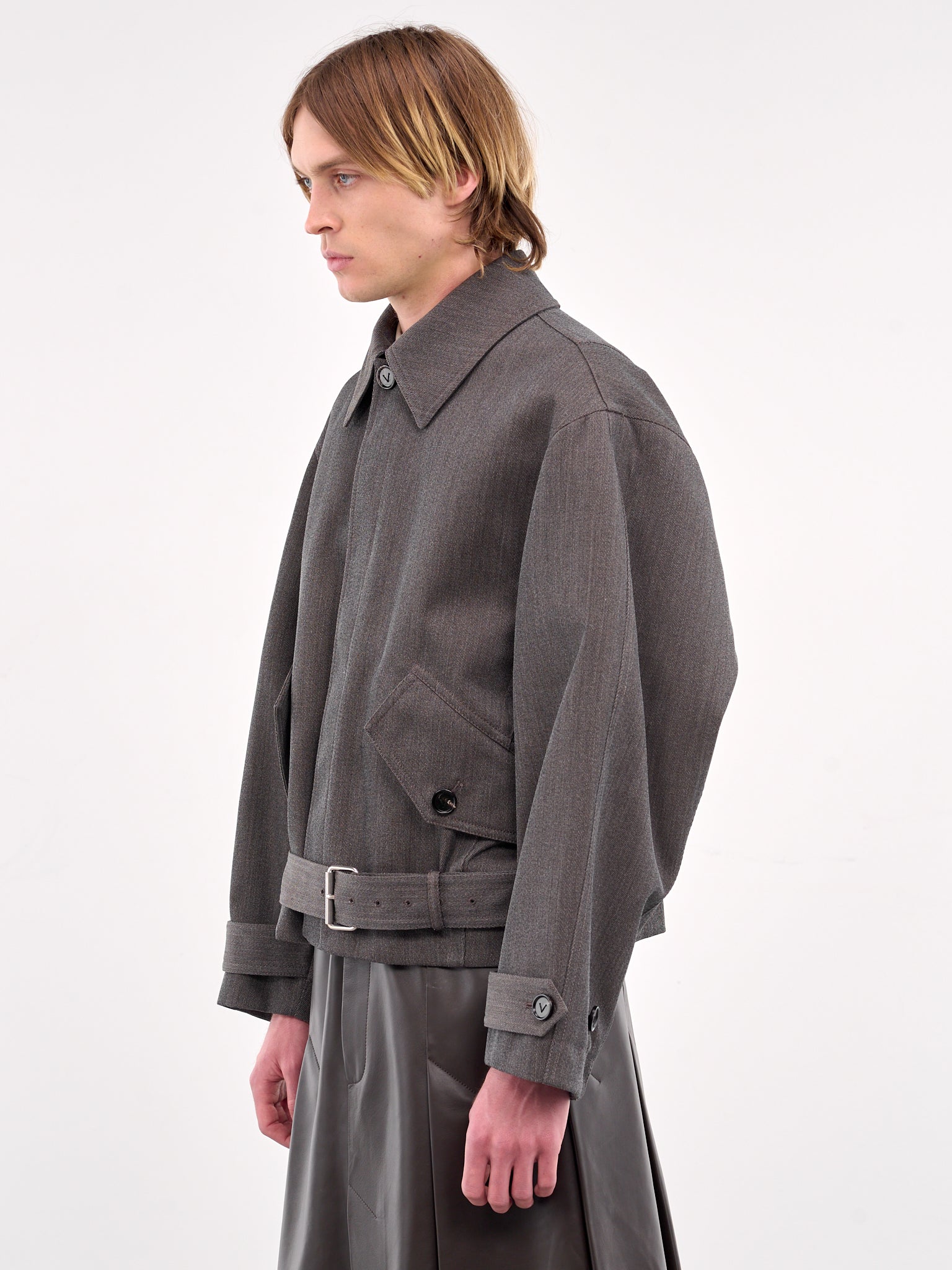 Wool Twill Bomber Jacket (820075V5C90-1277-GREYJUTE-MELA)