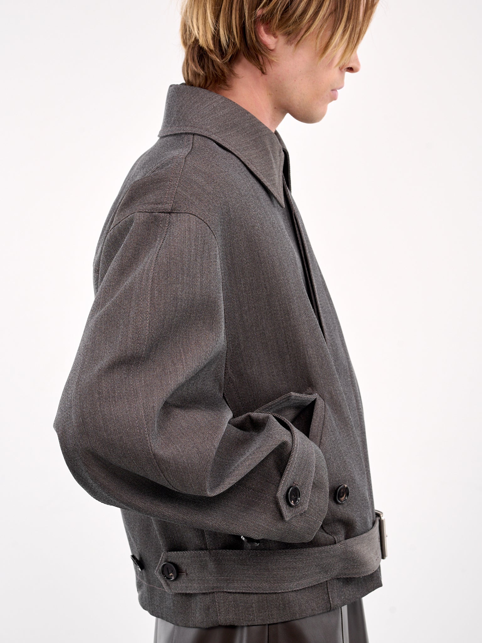 Wool Twill Bomber Jacket (820075V5C90-1277-GREYJUTE-MELA)