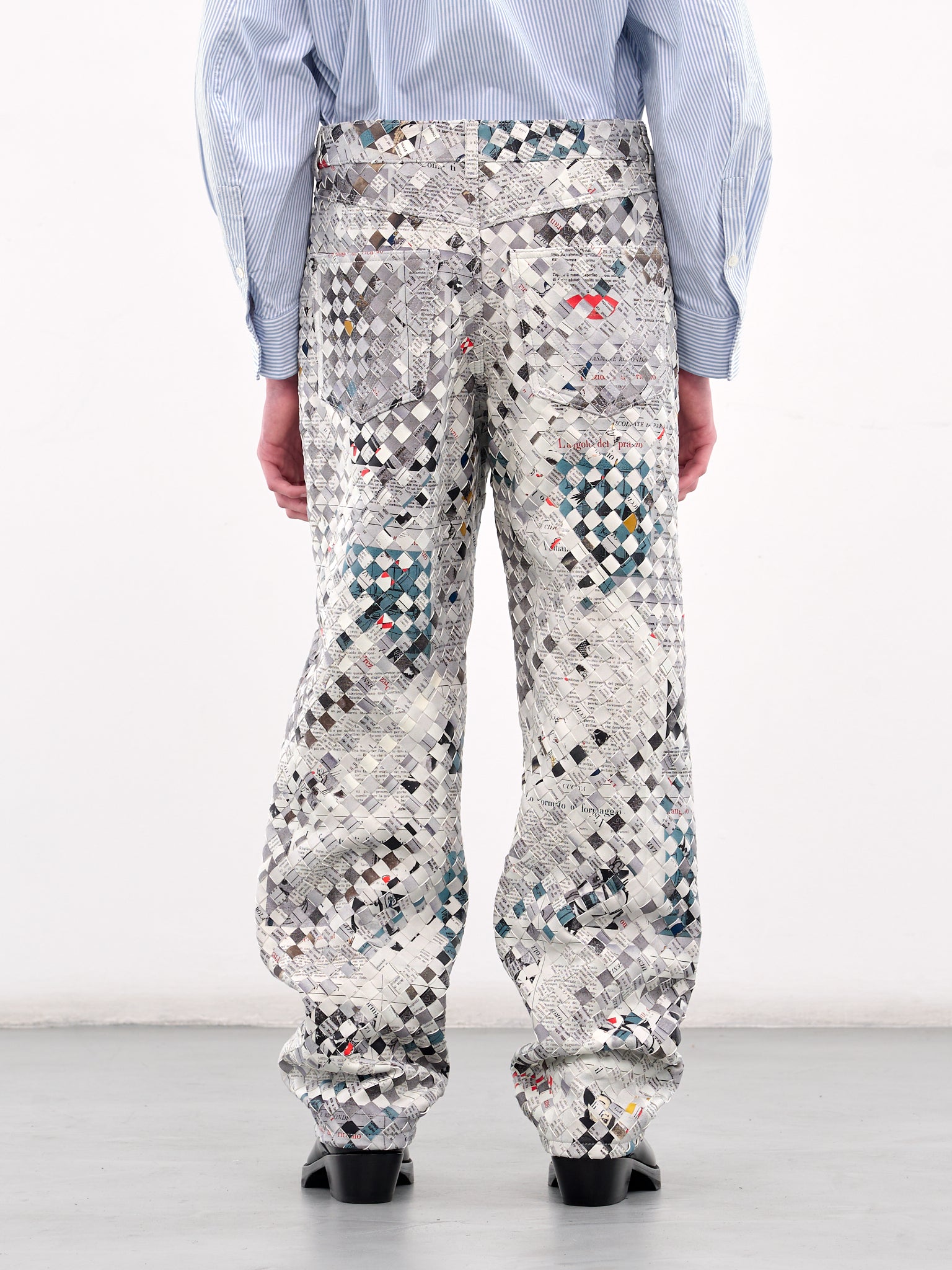 Newspaper Print Intrecciato Lamb Trousers (821511V53R0-LIGHT-GREY)