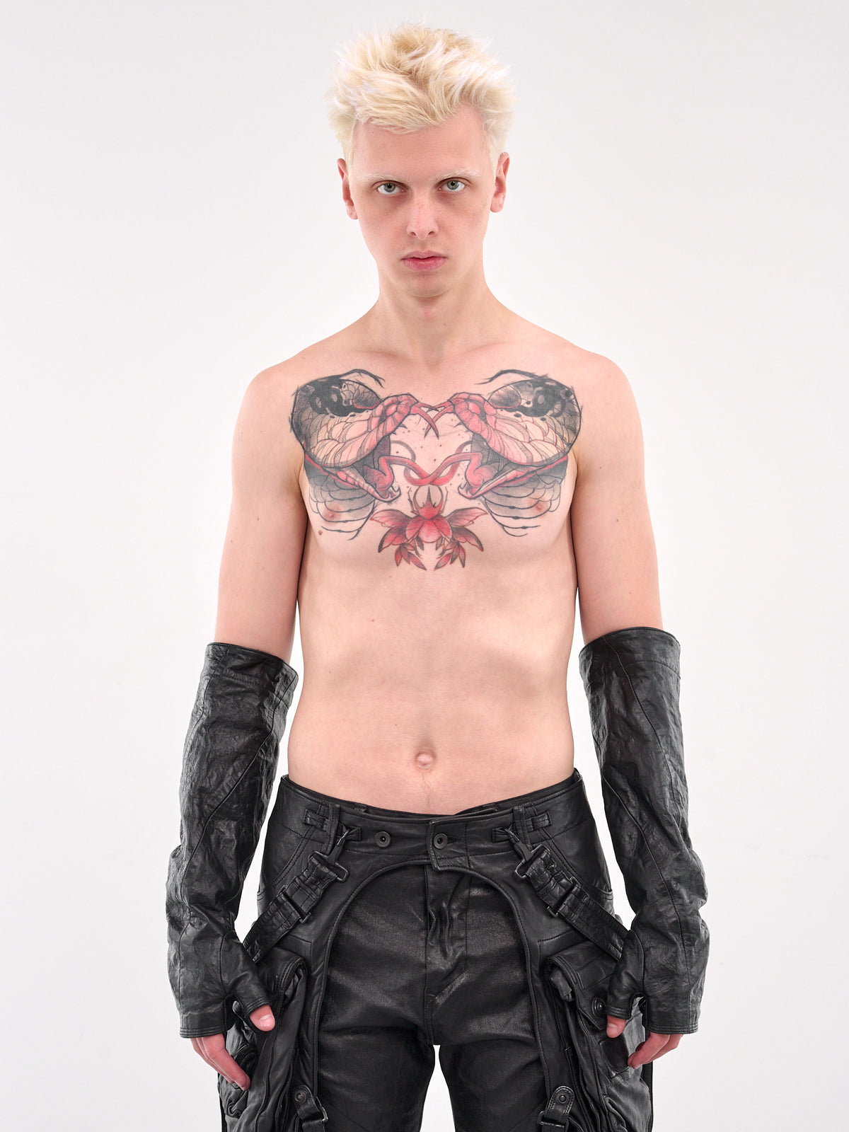 Fingerless Leather Gloves (897ACU6-BLACK)