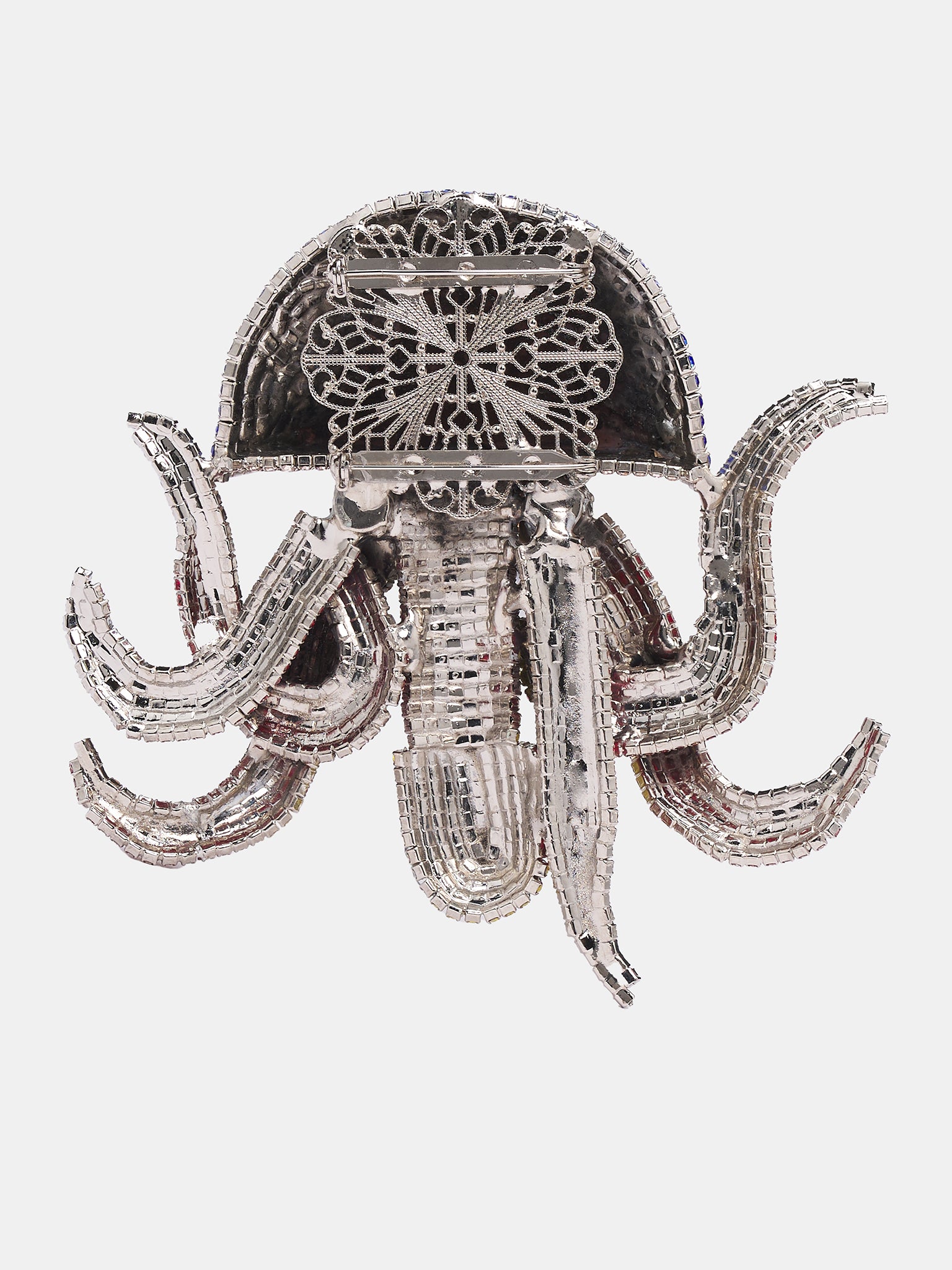 Mushroom Octopus Rhinestone Brooch (9047-OCTOPUS-COMB-II-BLUE)