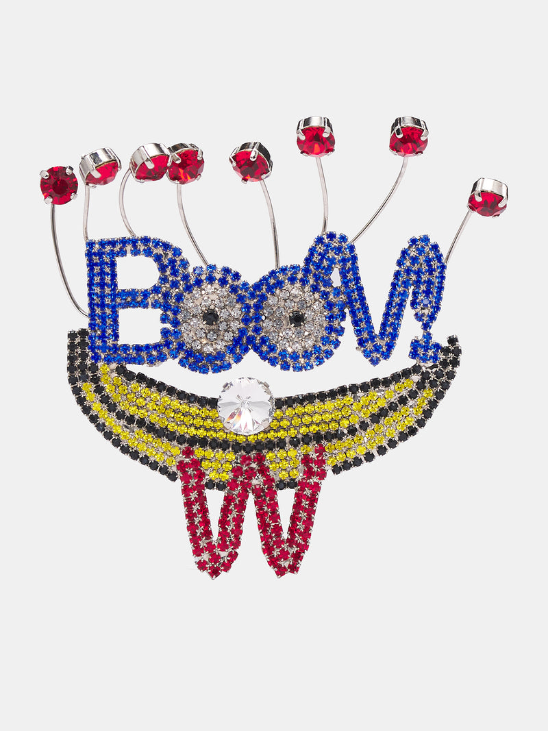 Banana Boom Rhinestone Brooch (9051-BANANA-BOOM-COMB-II-BLUE)