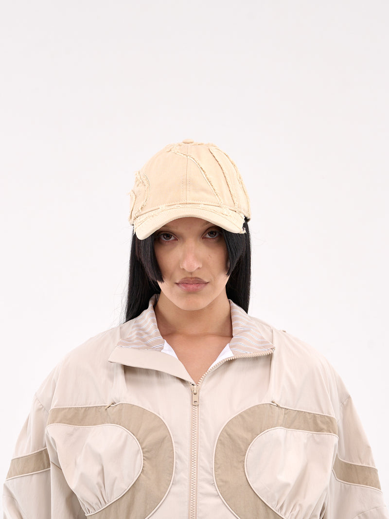 Raw Edge Embroidered Cap (A001-BELLA-STONE)