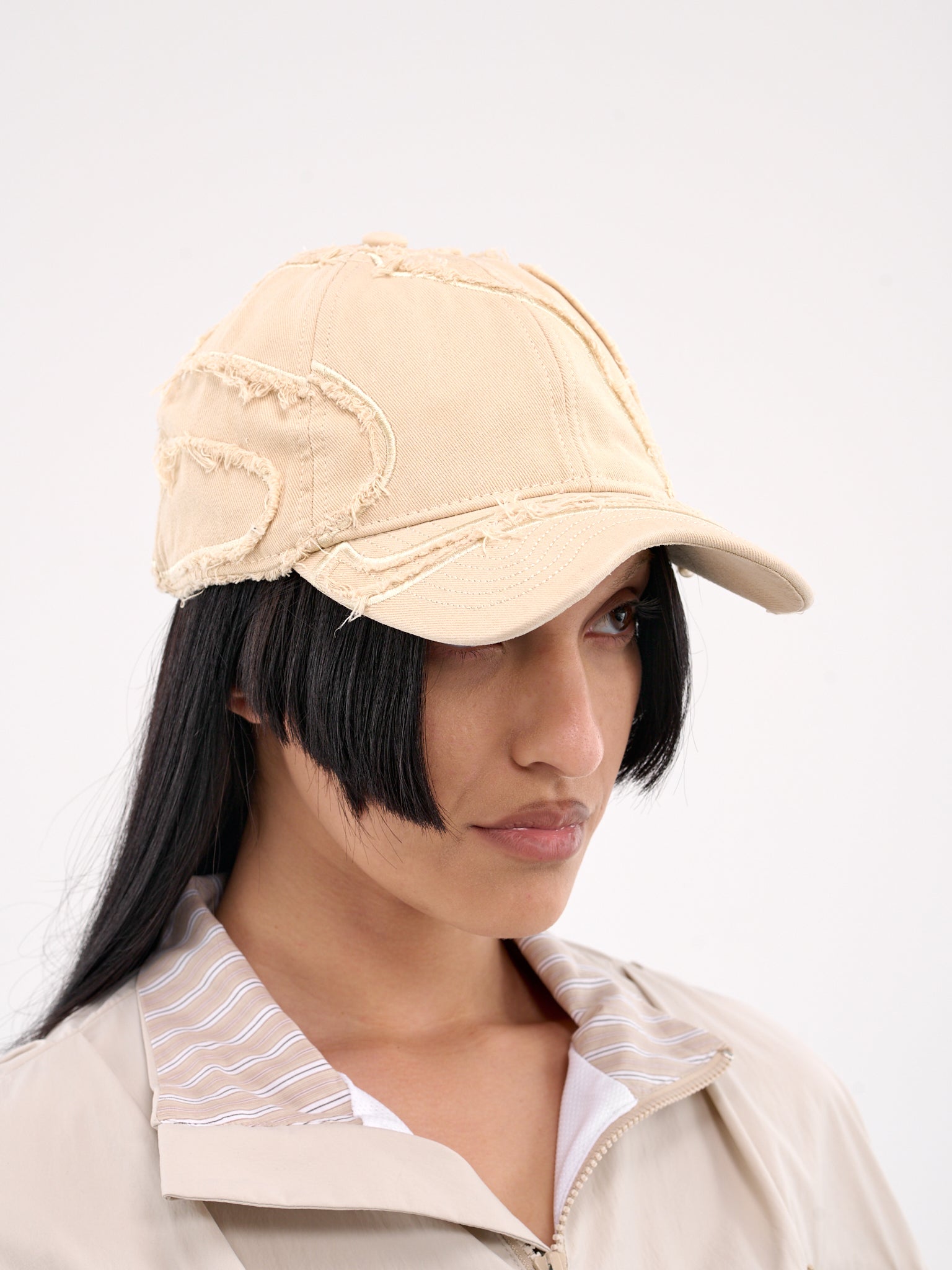 Raw Edge Embroidered Cap (A001-BELLA-STONE)