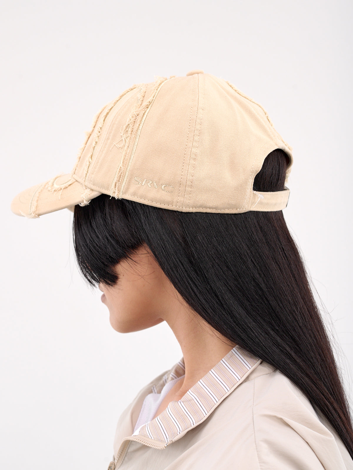 Raw Edge Embroidered Cap (A001-BELLA-STONE)