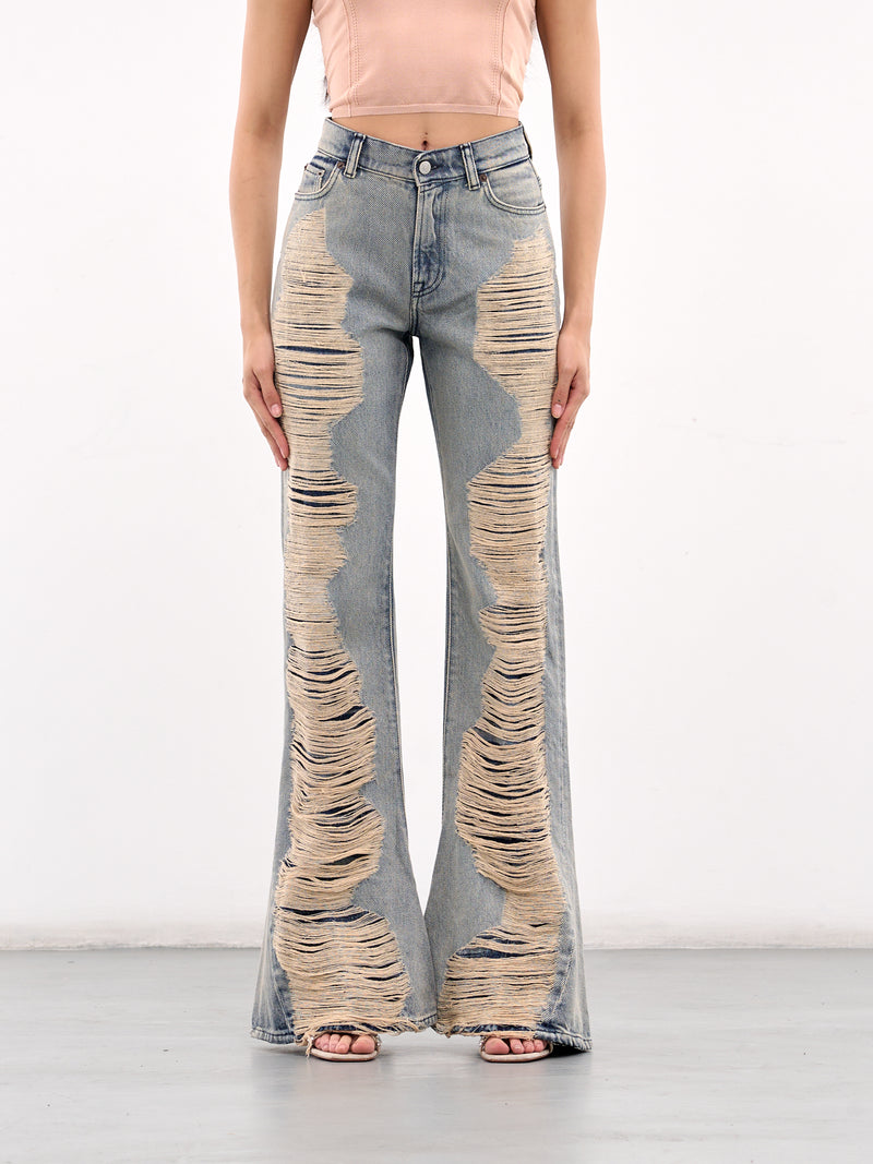 2024F Bootcut Distressed Jeans (A00517-MID-BLUE)