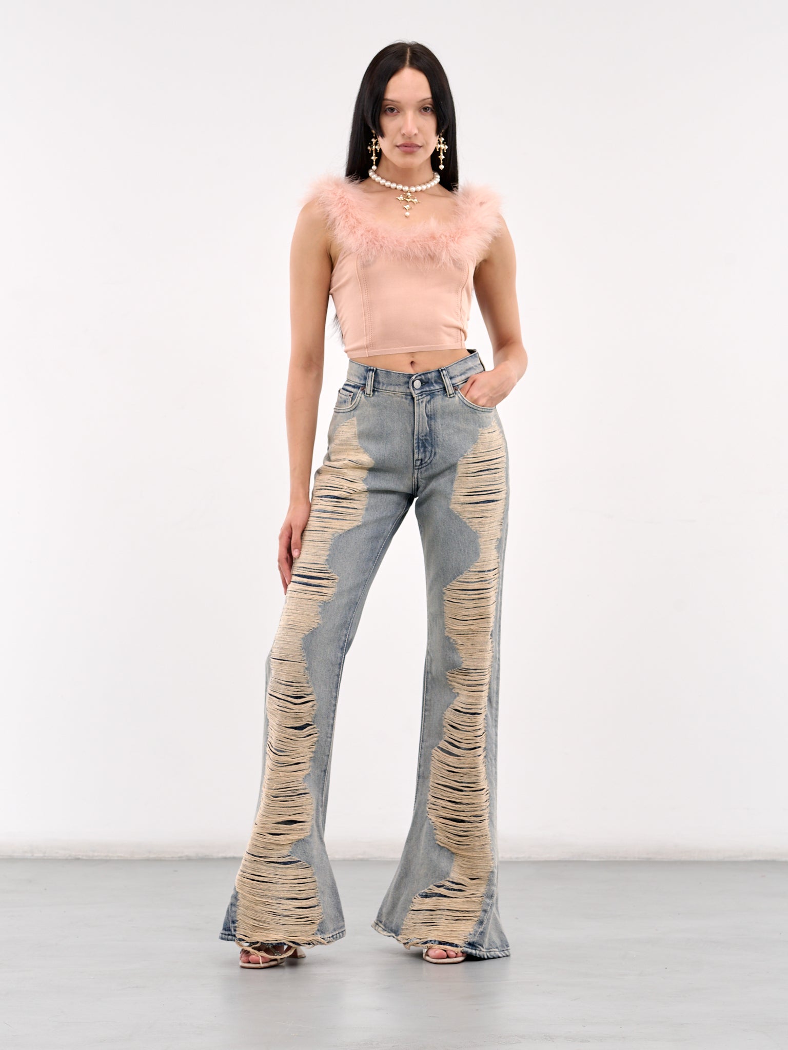 2024F Bootcut Distressed Jeans (A00517-MID-BLUE)