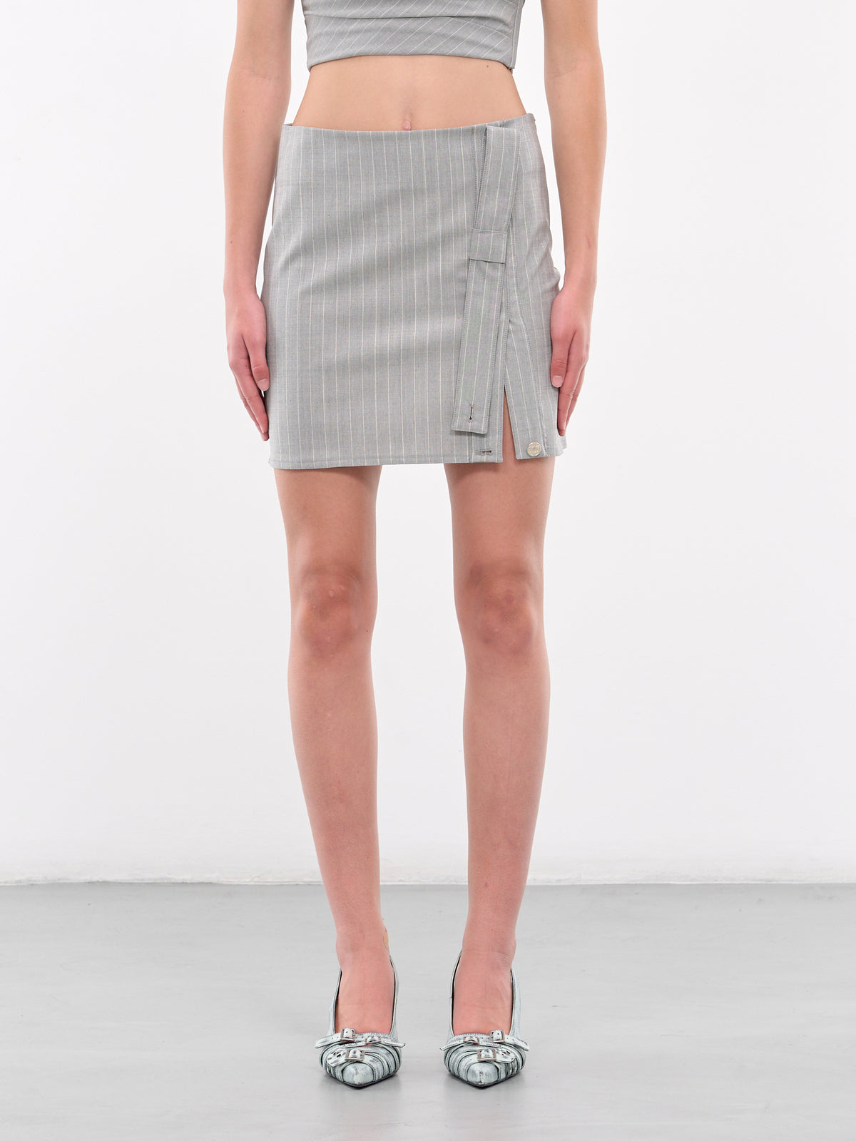 Pinstripe Mini Skirt (A0105-8725-MULTI-GREY)