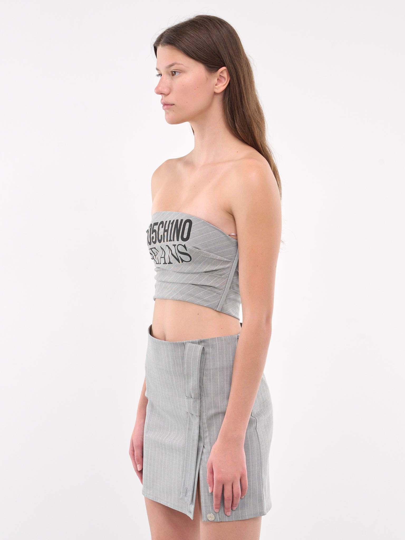 Pinstripe Logo Tube Top (A0812-8725-MULTI-GREY)