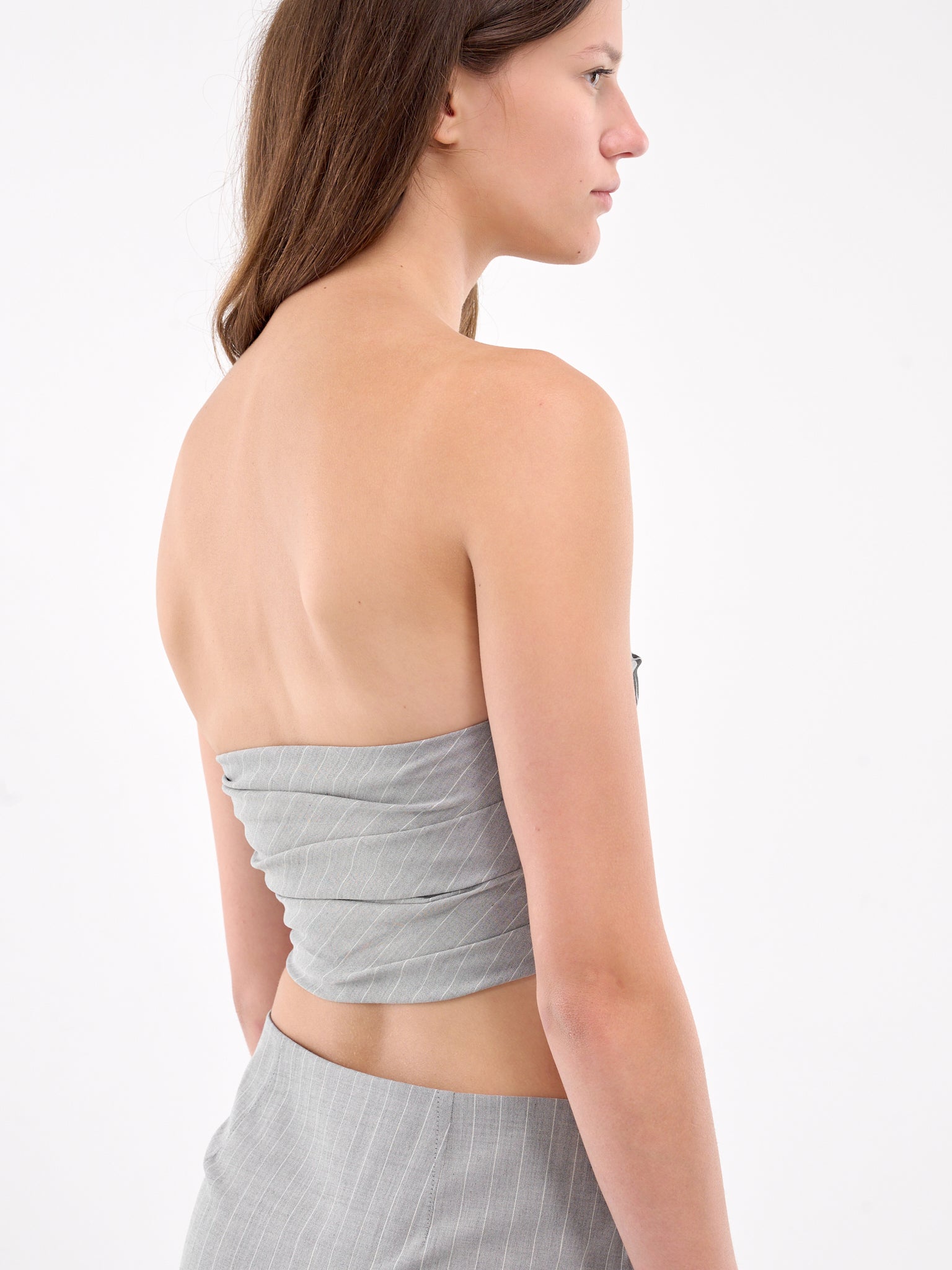 Pinstripe Logo Tube Top (A0812-8725-MULTI-GREY)