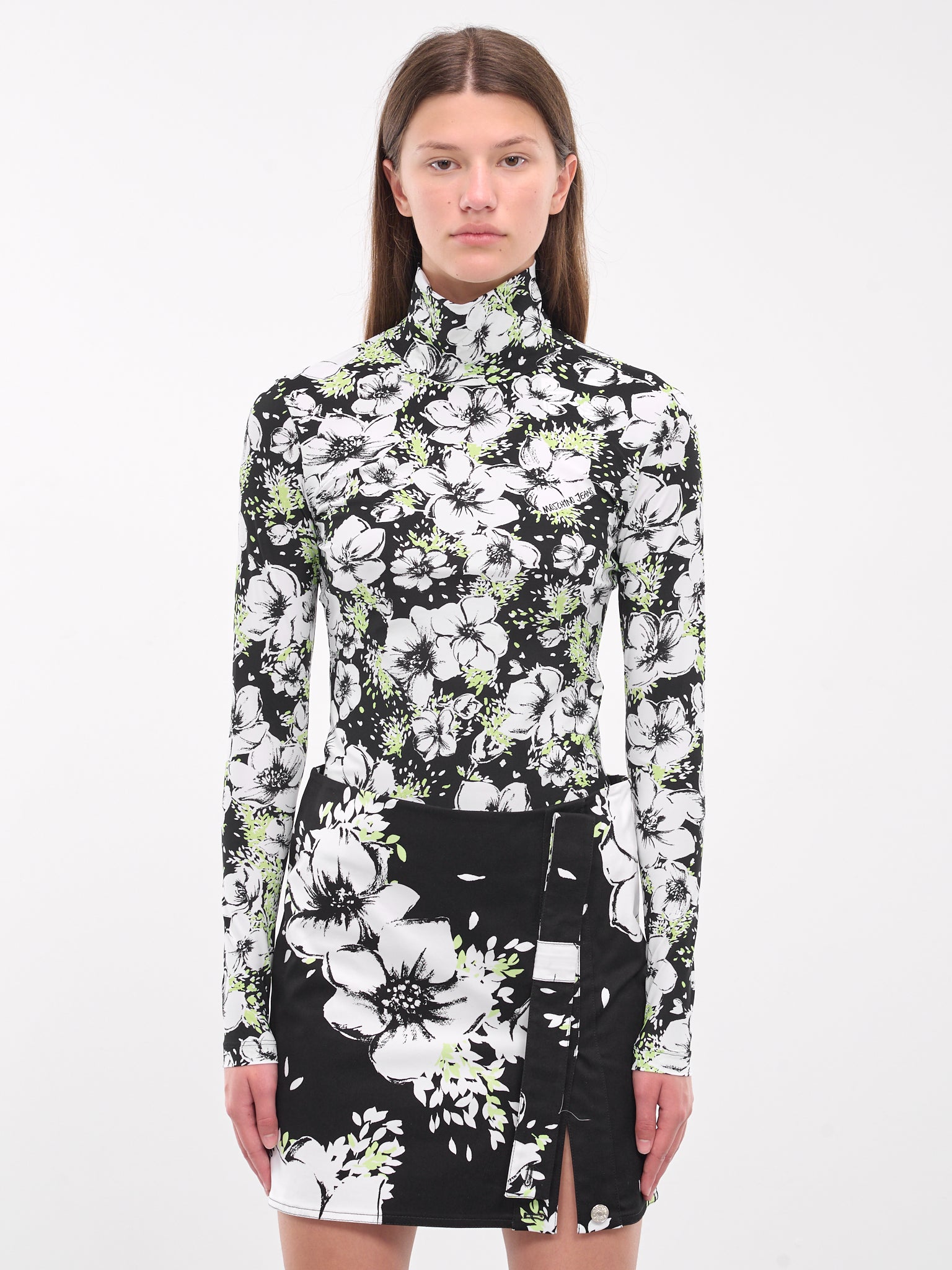 Floral Print Turtleneck (A1213-8741-MULTI-BLACK)