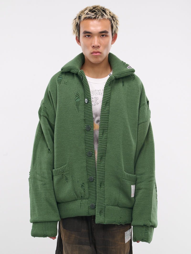 Distressed Cardigan (A13CD521-GREEN)