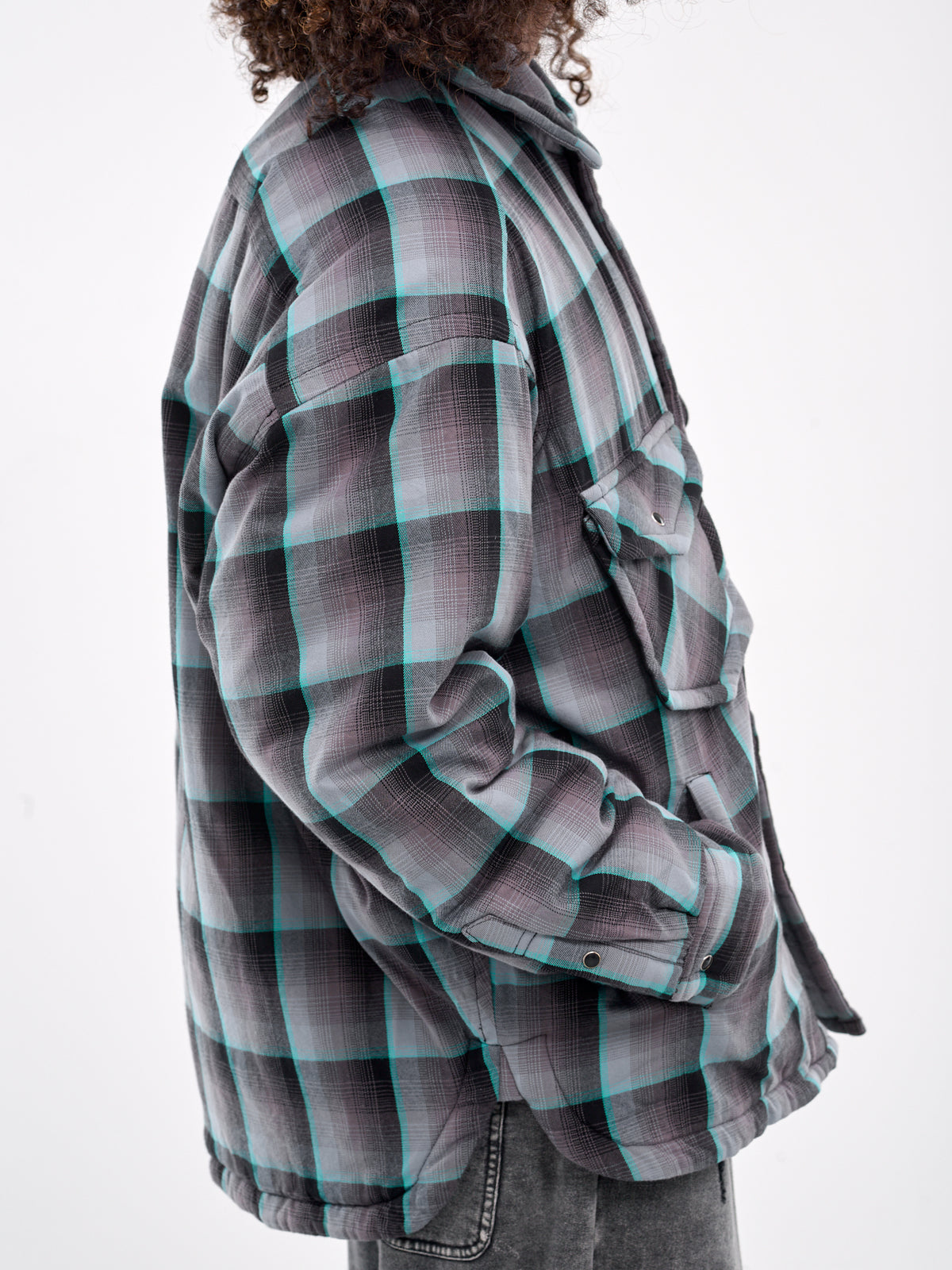 Padded Plaid Shirt (A13SH084-BLUE)