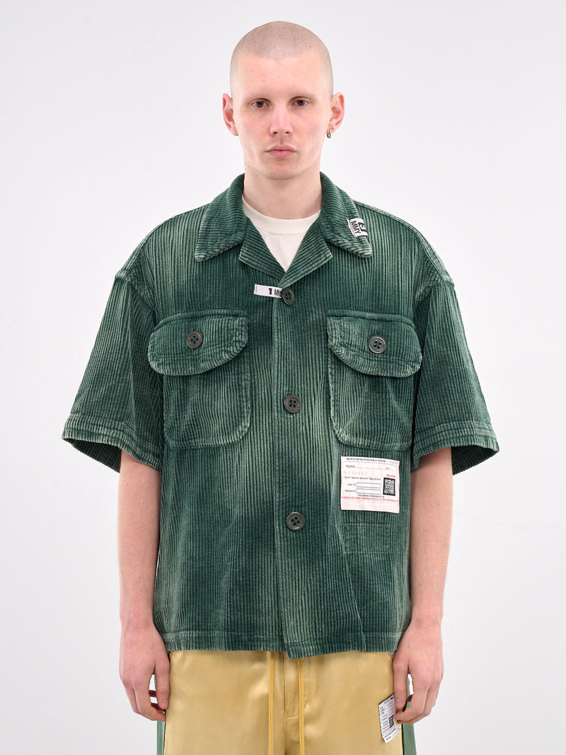 Short Sleeve Corduroy Shirt (A14SH084-GREEN)