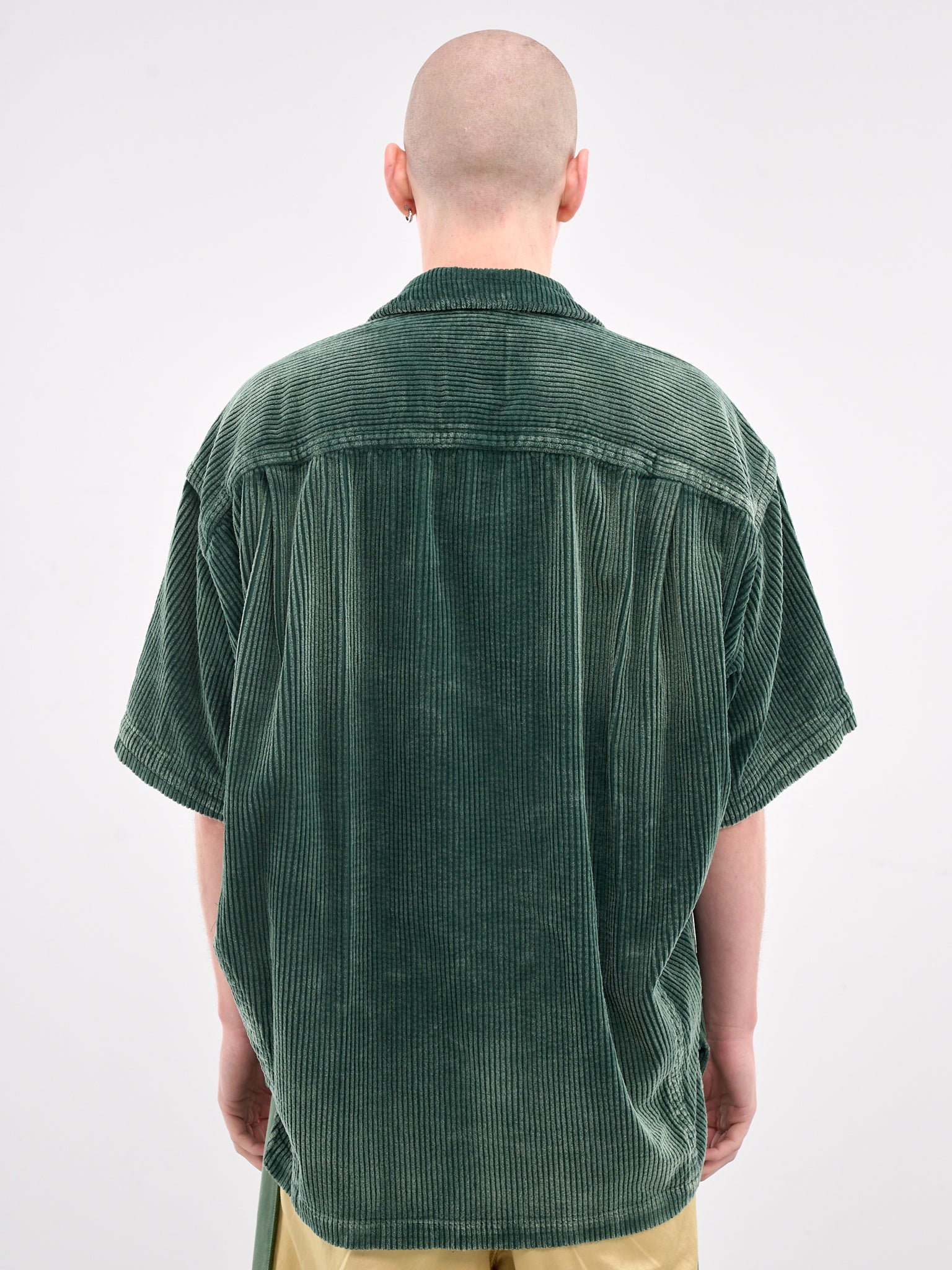 Short Sleeve Corduroy Shirt (A14SH084-GREEN)