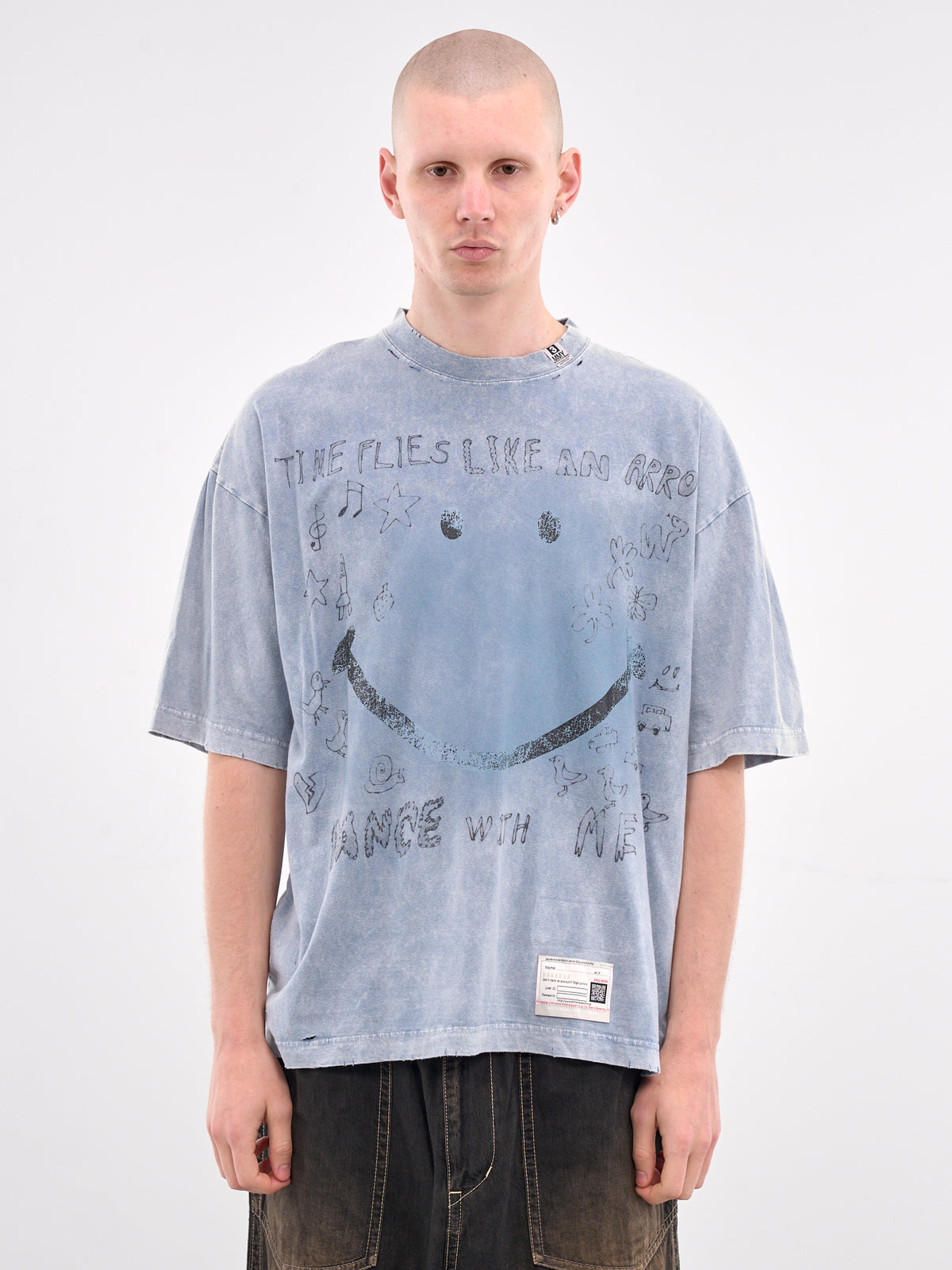 Distressed Scribble Graphic Tee (A14TS622-BLUE)