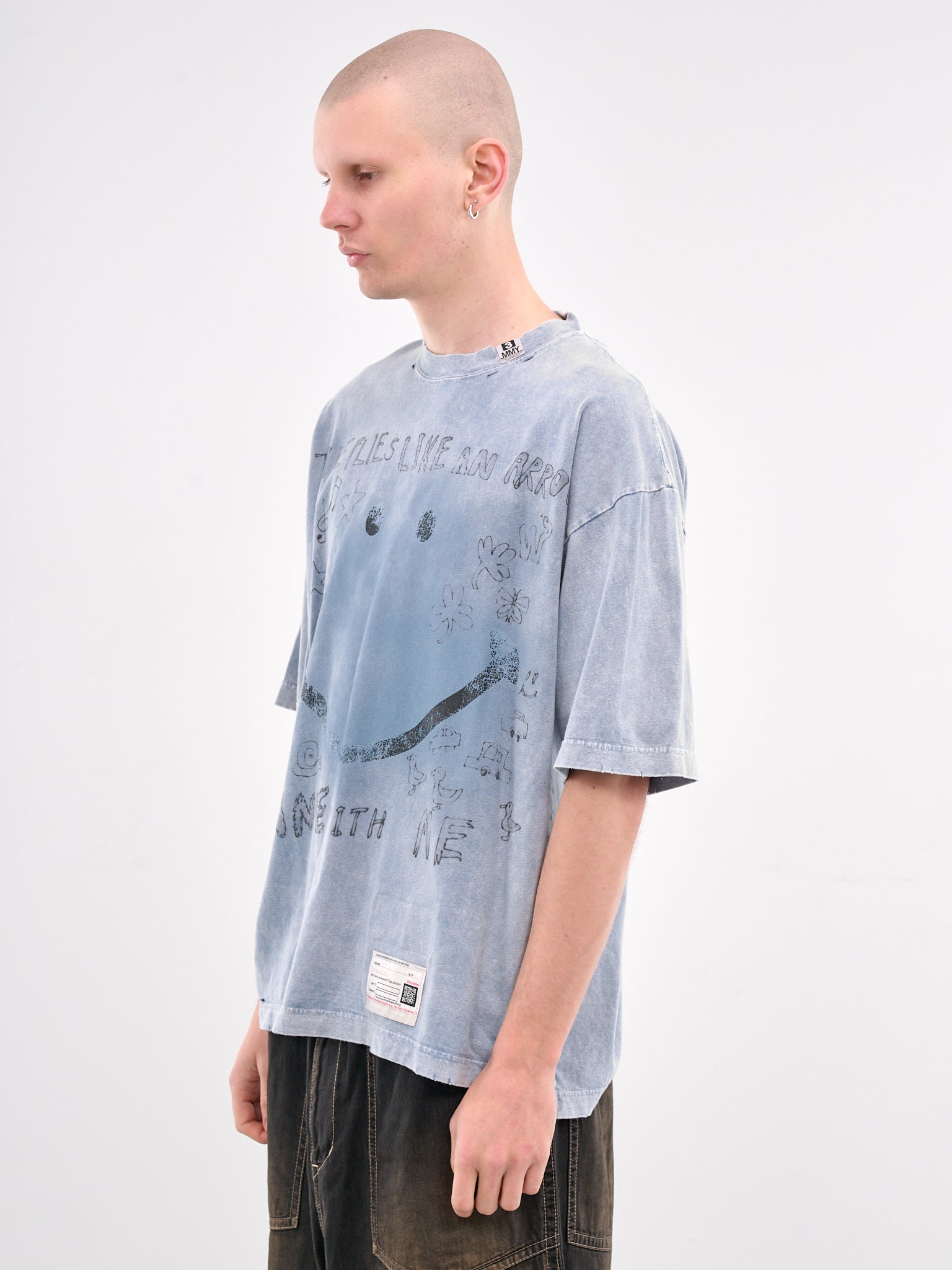 Distressed Scribble Graphic Tee (A14TS622-BLUE)