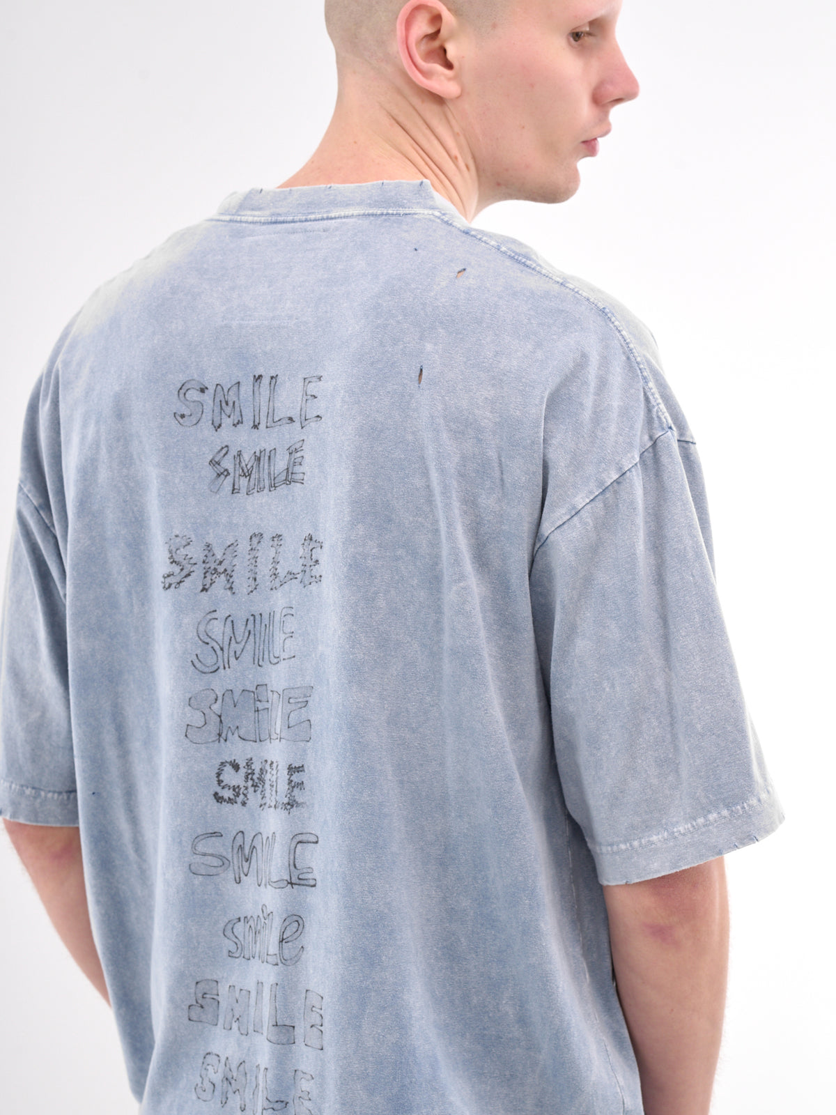 Distressed Scribble Graphic Tee (A14TS622-BLUE)