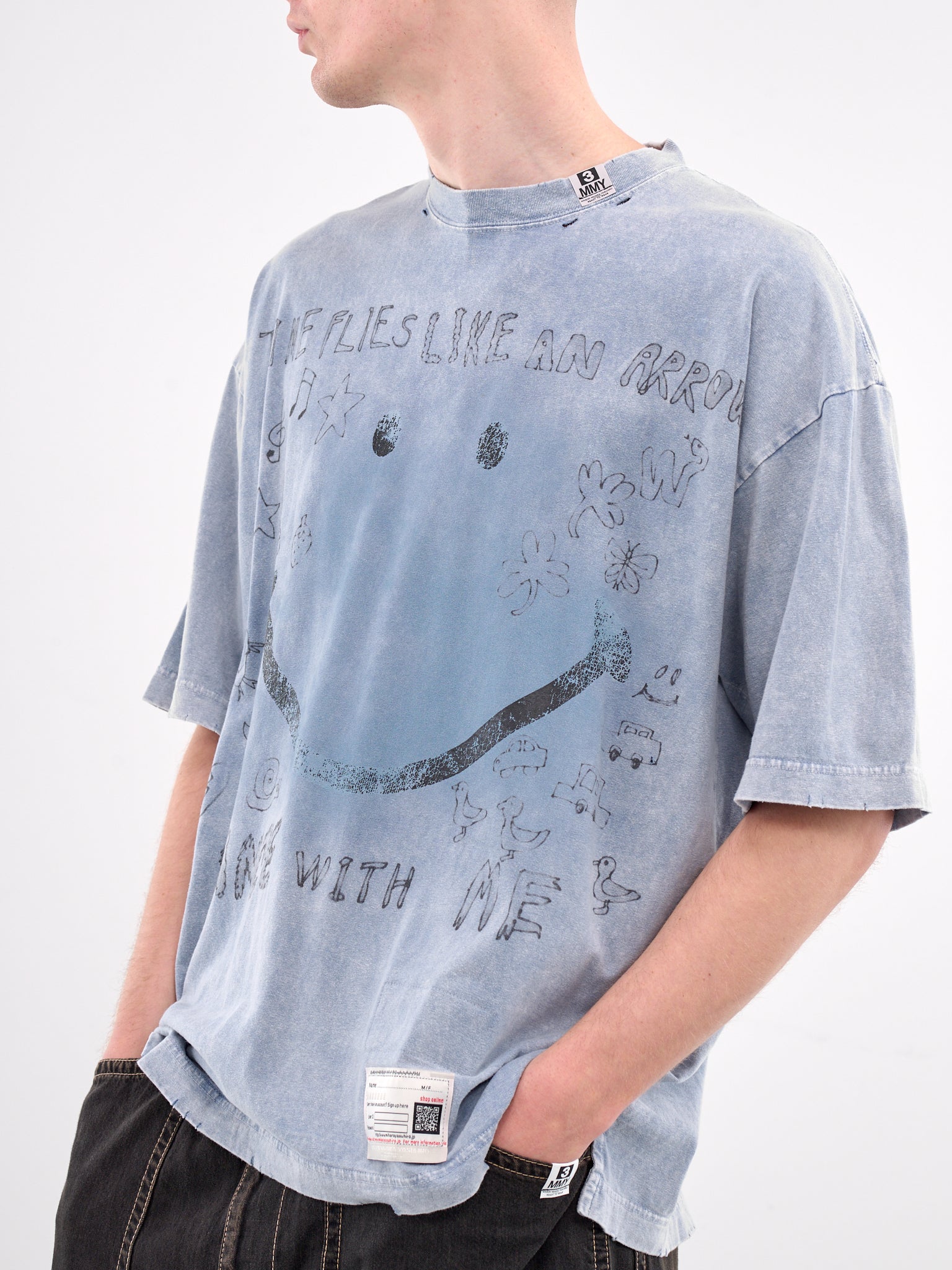 Distressed Scribble Graphic Tee (A14TS622-BLUE)