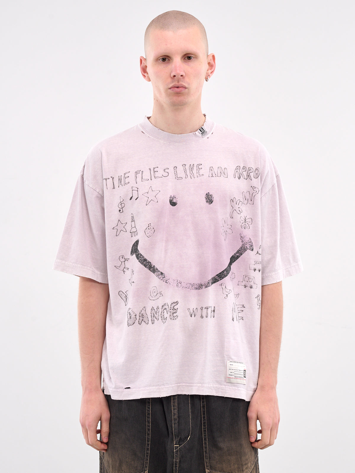 Distressed Scribble Graphic Tee (A14TS622-PINK)