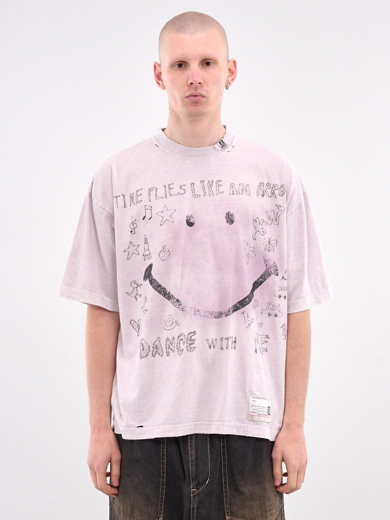 Distressed Scribble Graphic Tee (A14TS622-PINK)