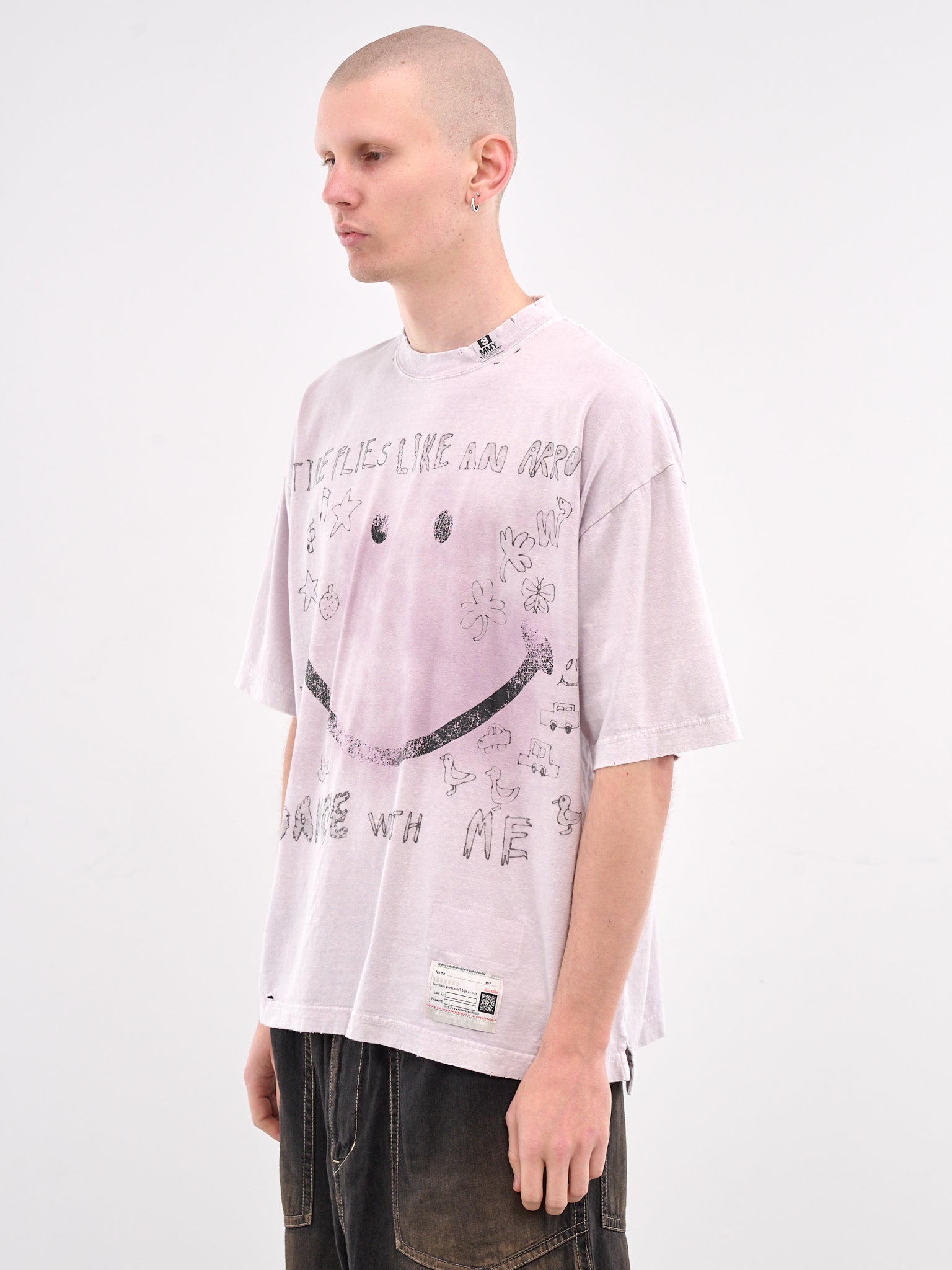 Distressed Scribble Graphic Tee (A14TS622-PINK)