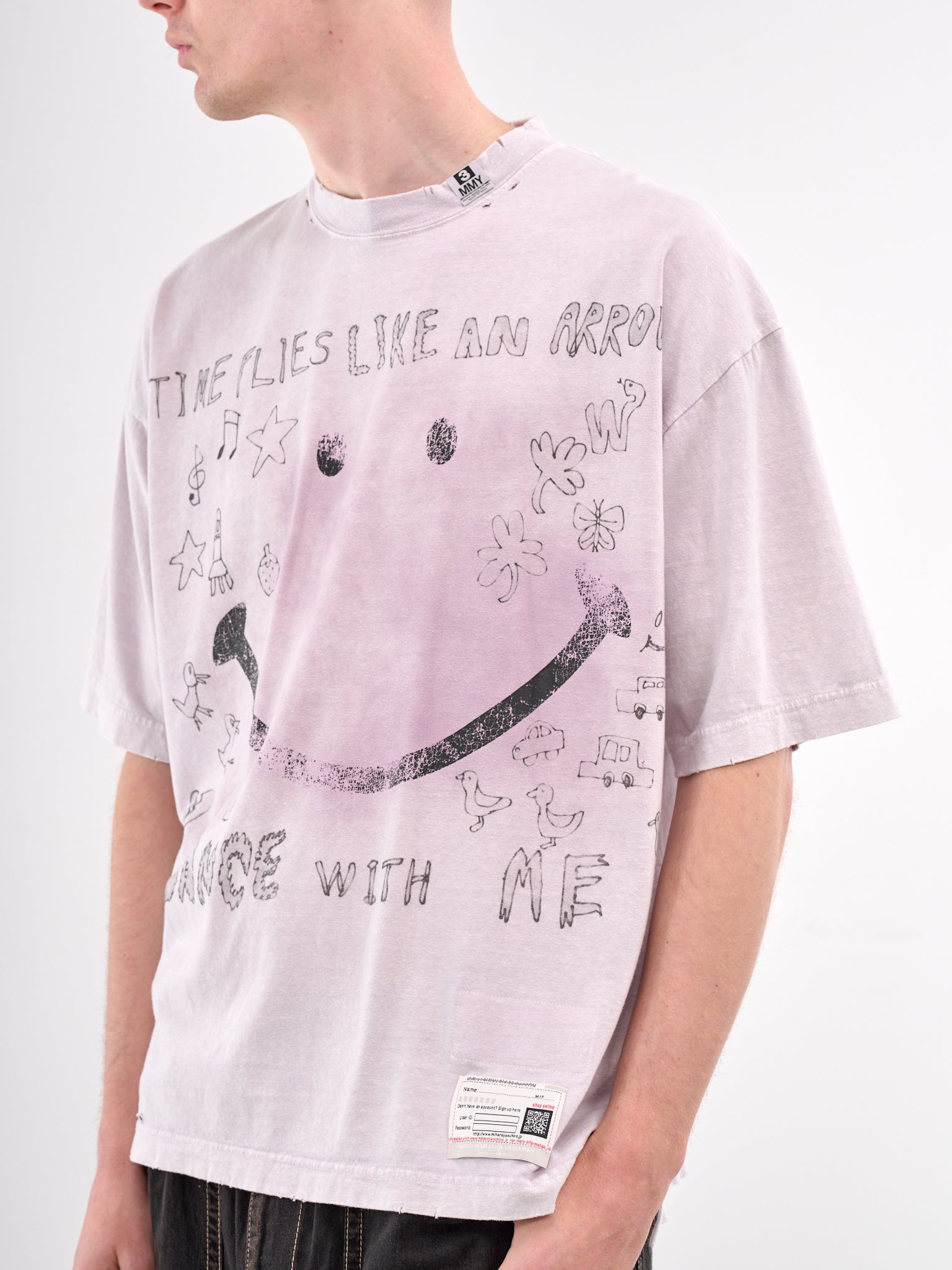 Distressed Scribble Graphic Tee (A14TS622-PINK)