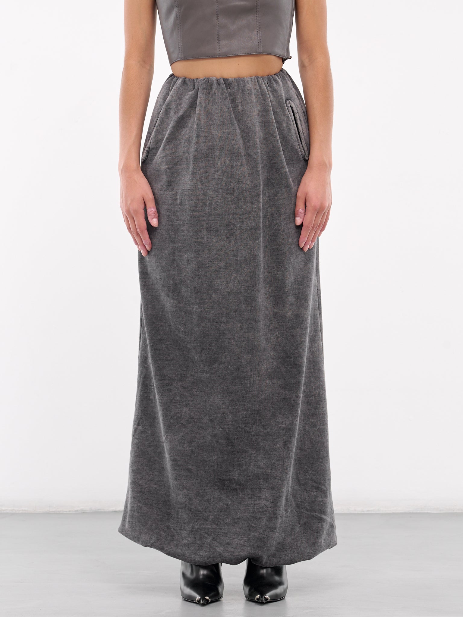 Elasticated Maxi Skirt (A16524-0EGBV-BLACK-DENIM)