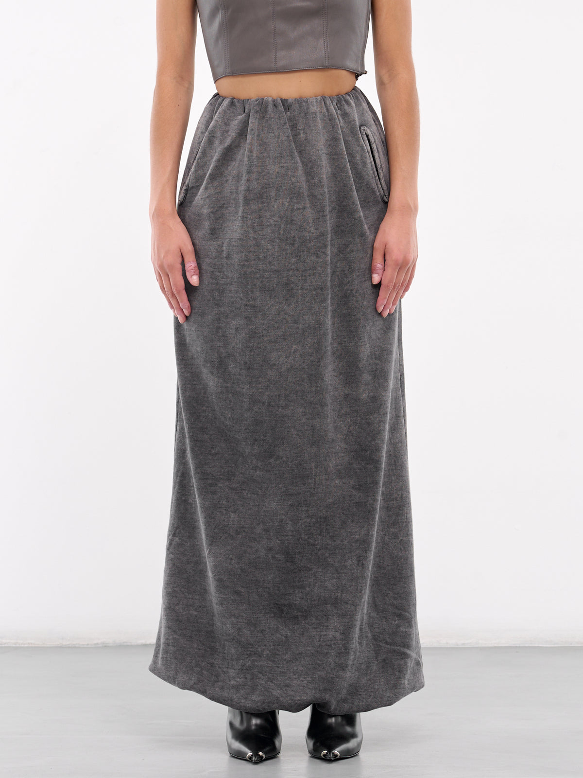 Elasticated Maxi Skirt (A16524-0EGBV-BLACK-DENIM)