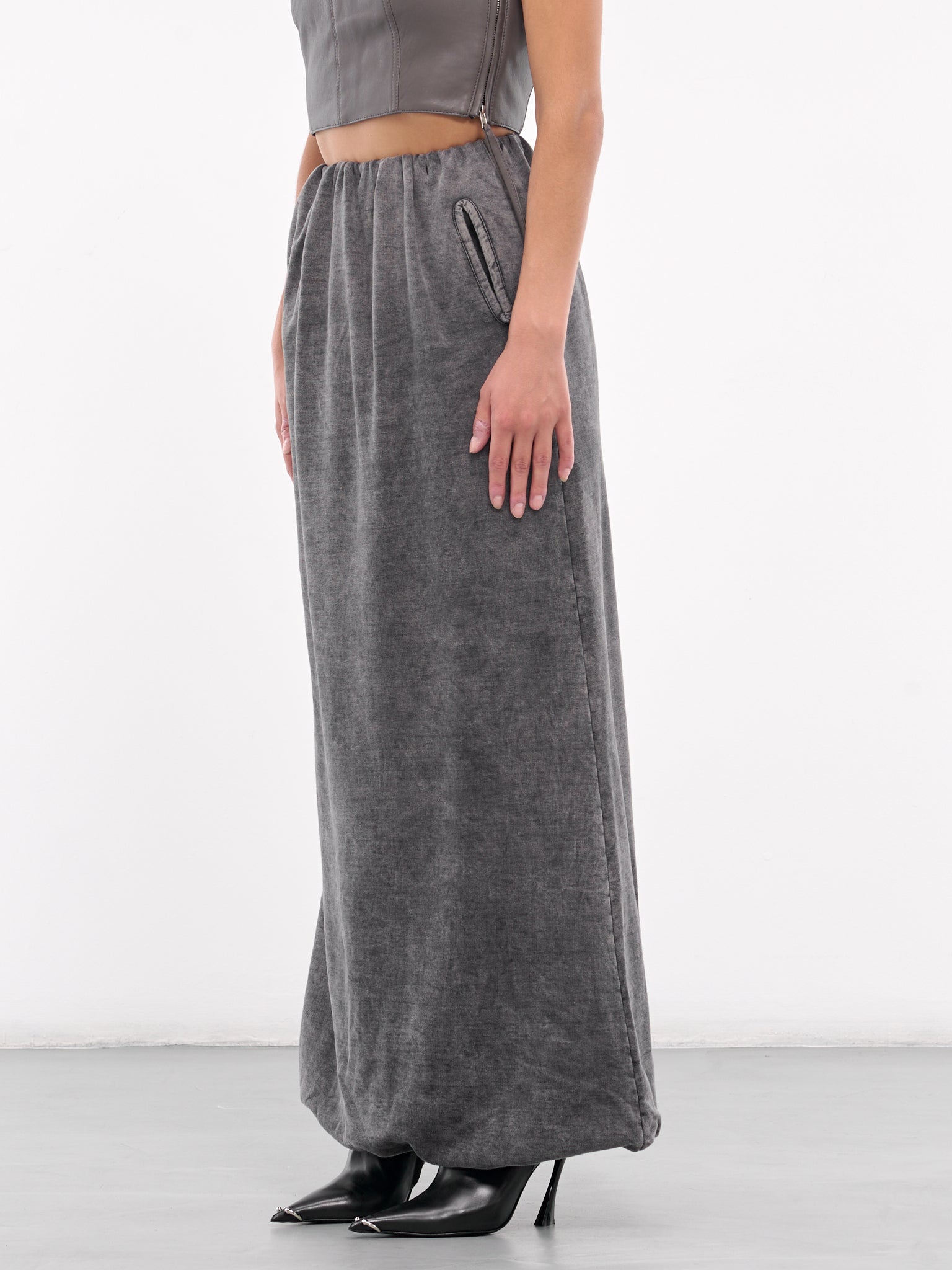 Elasticated Maxi Skirt (A16524-0EGBV-BLACK-DENIM)