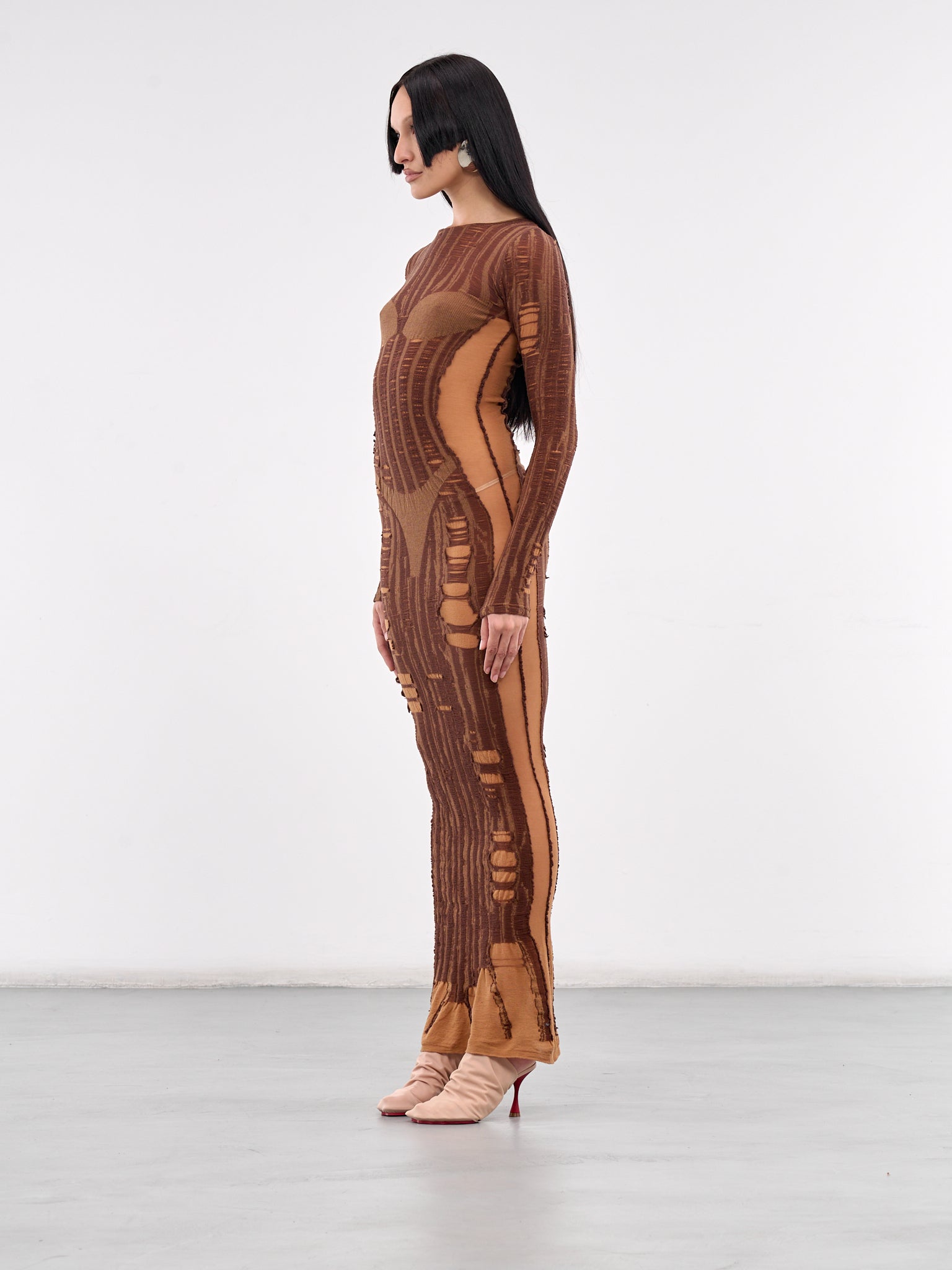 Distressed Tromp L'oeil Maxi Dress (A18125-0BJBI-WOOD)