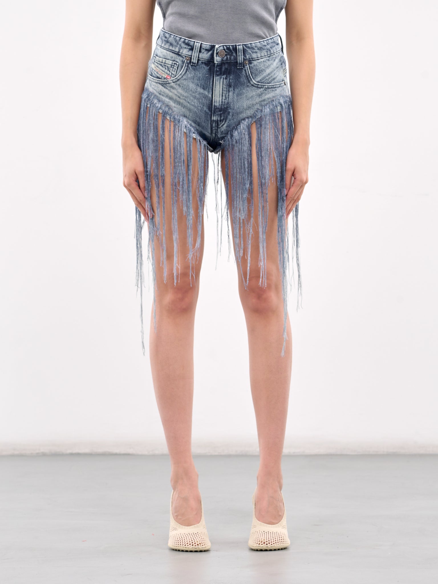 Fringe Denim Shorts (A18145-0CMBM-DENIM)