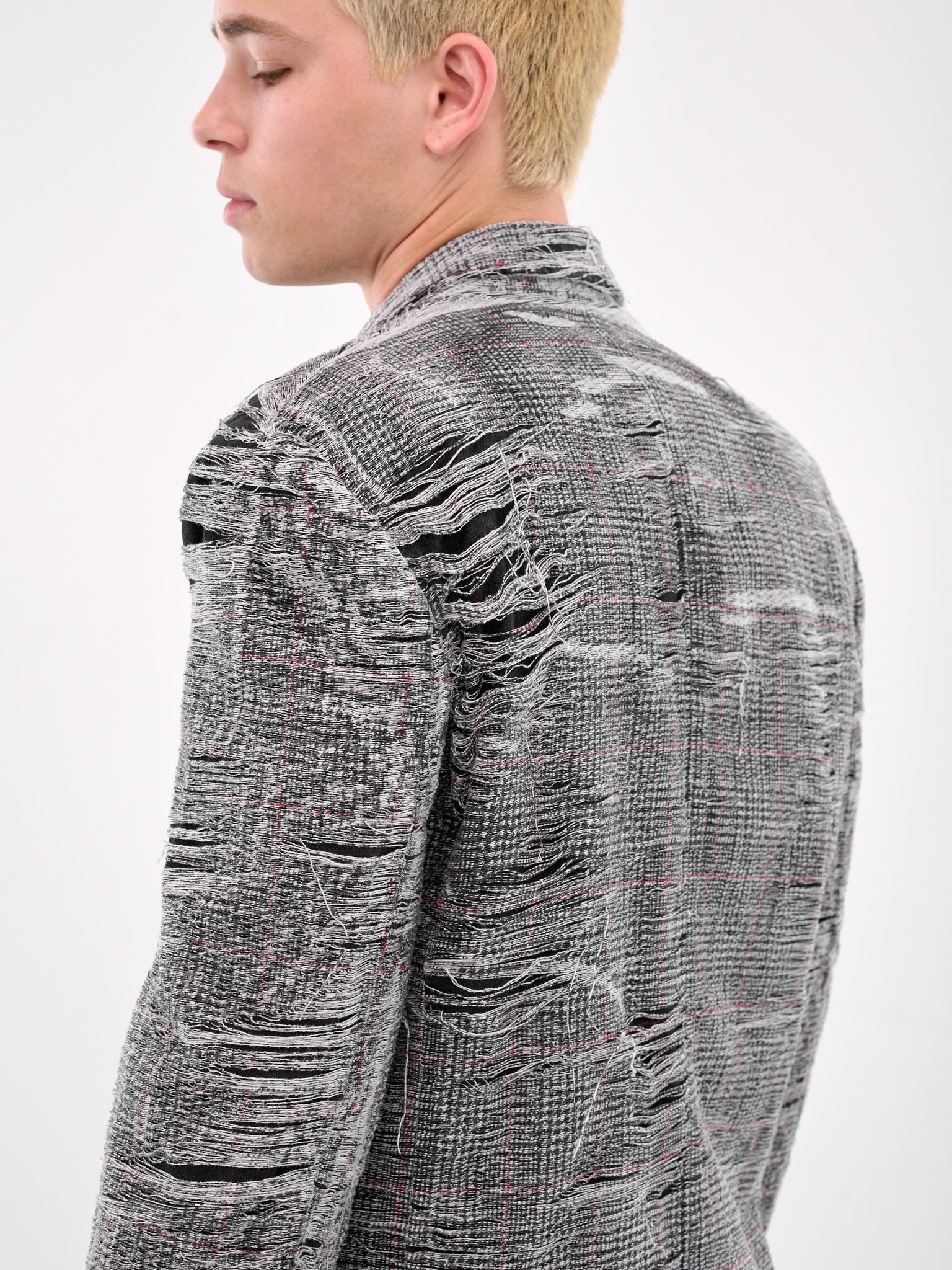 Distressed Double-Breasted Blazer (A18157-OCMBR-GREY)