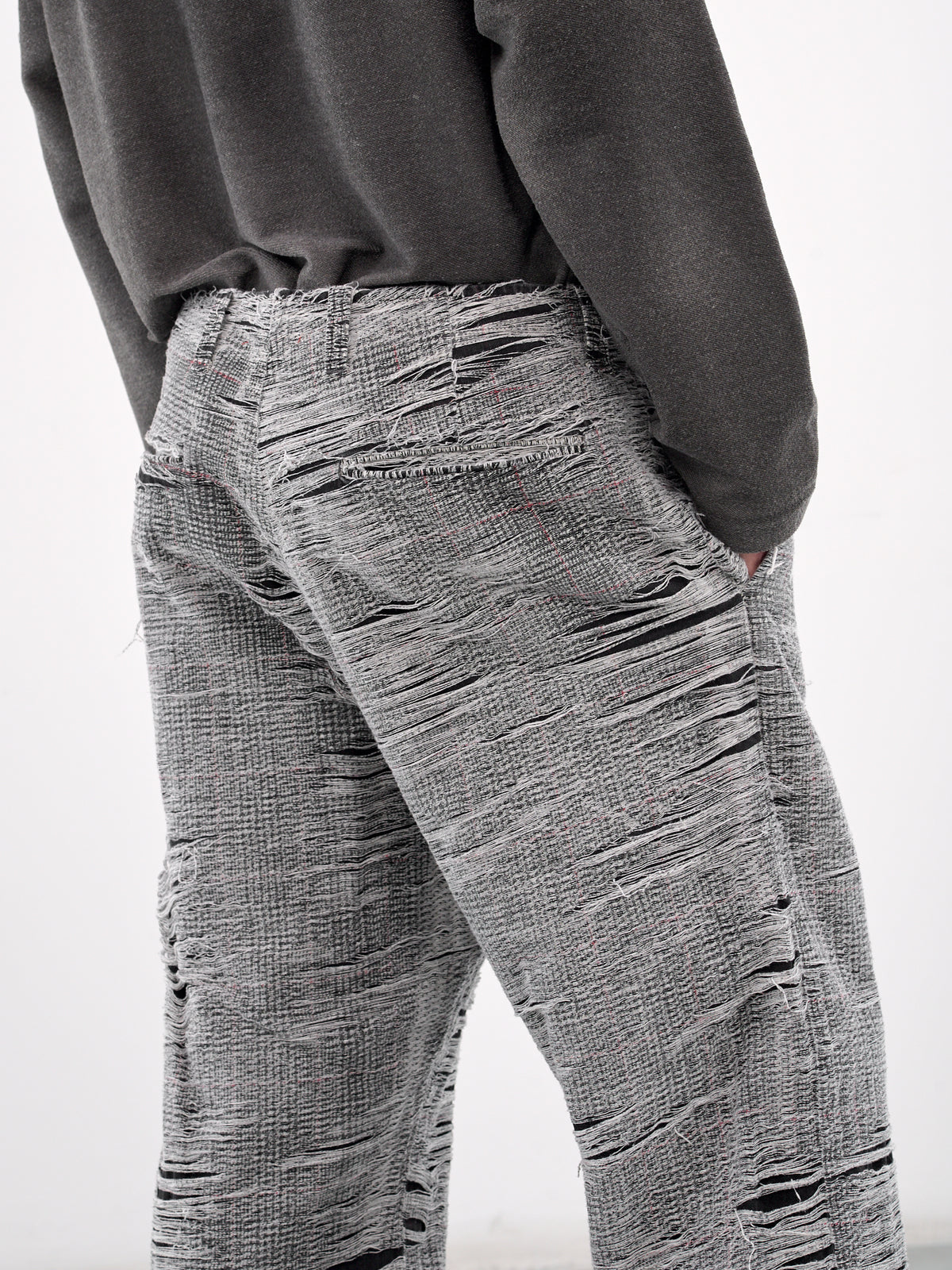 Distressed Plaid Trousers (A18159-OCMBR-GREY)