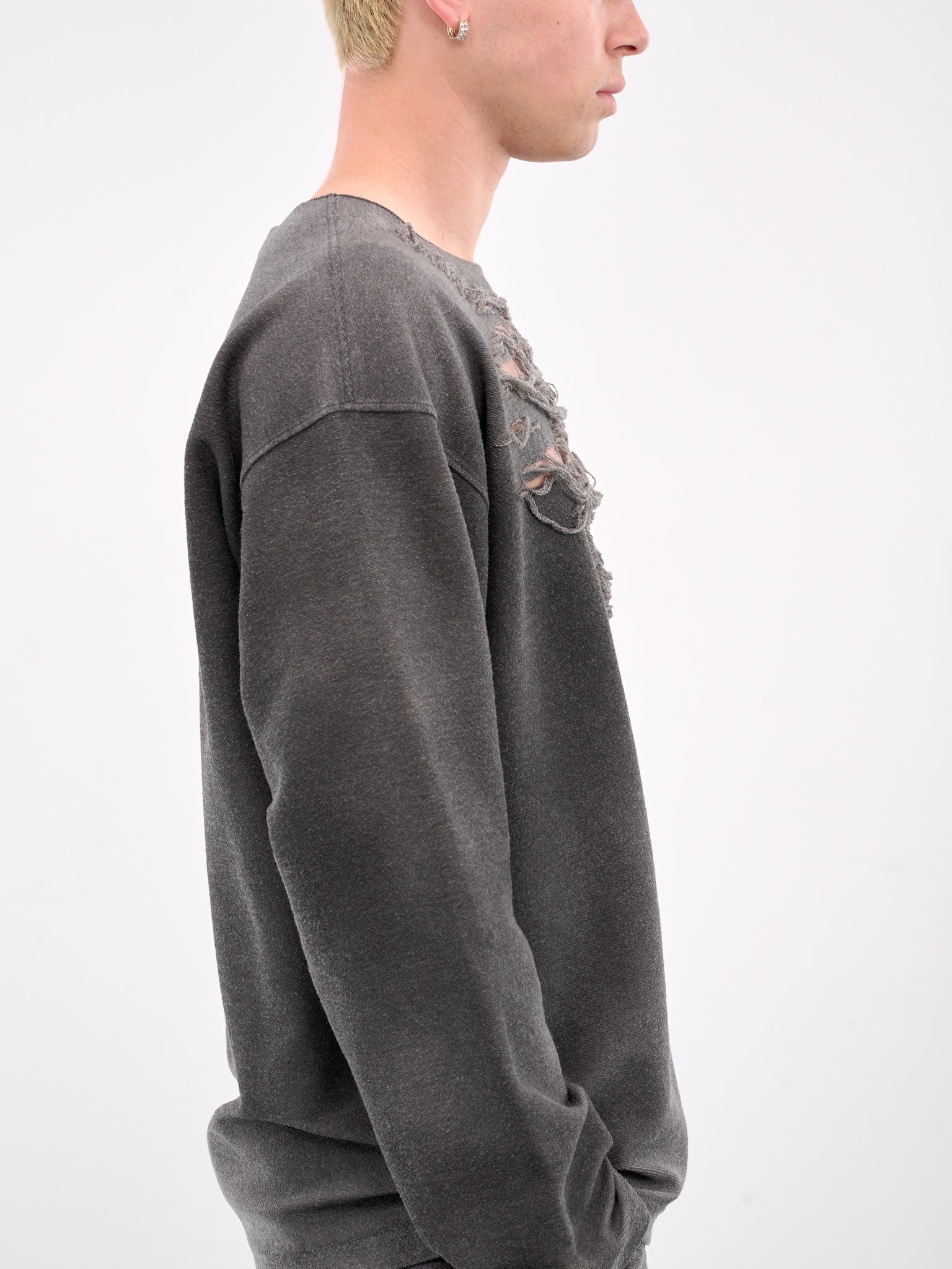 Distressed & Faded Crewneck (A18216-0PLAI-GREY)