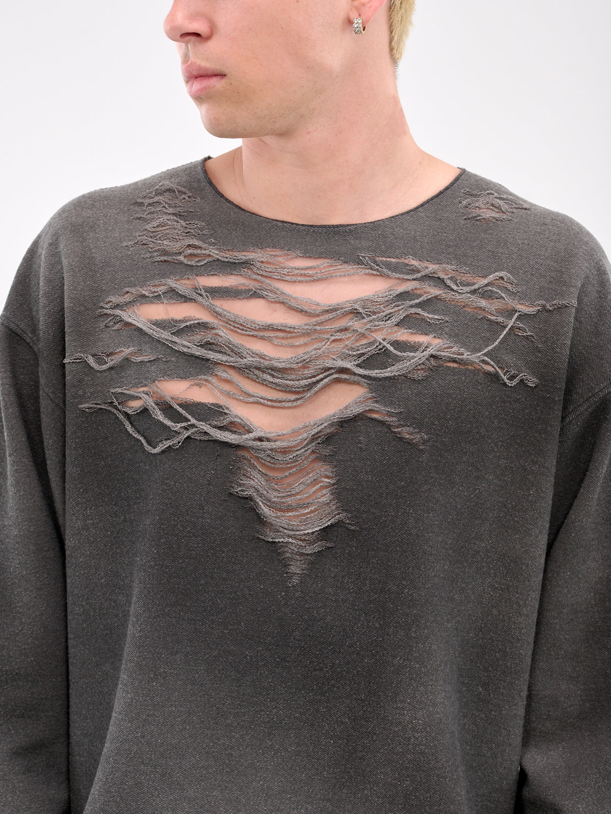 Distressed & Faded Crewneck (A18216-0PLAI-GREY)