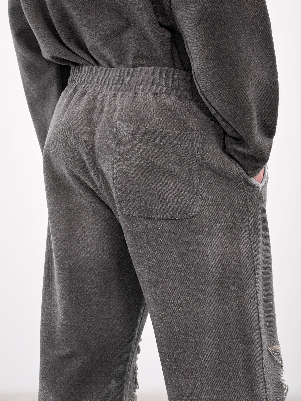 Distressed & Faded Sweatpants (A18218-0PLAI-GREY)