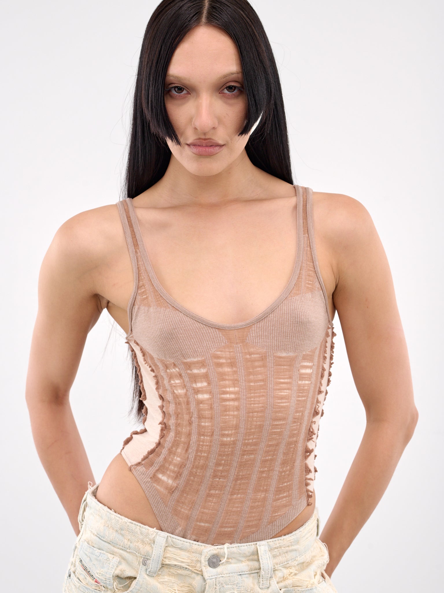 Distressed Knit Bodysuit (A18812-0BJBI-NUDE)