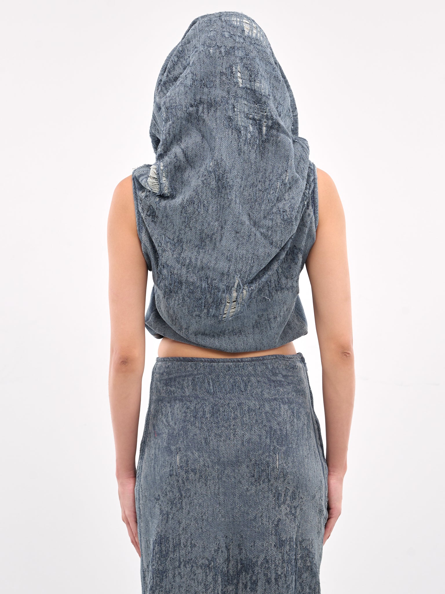 Distressed Hooded Denim Blouse (A18944-068RQ-DENIM)