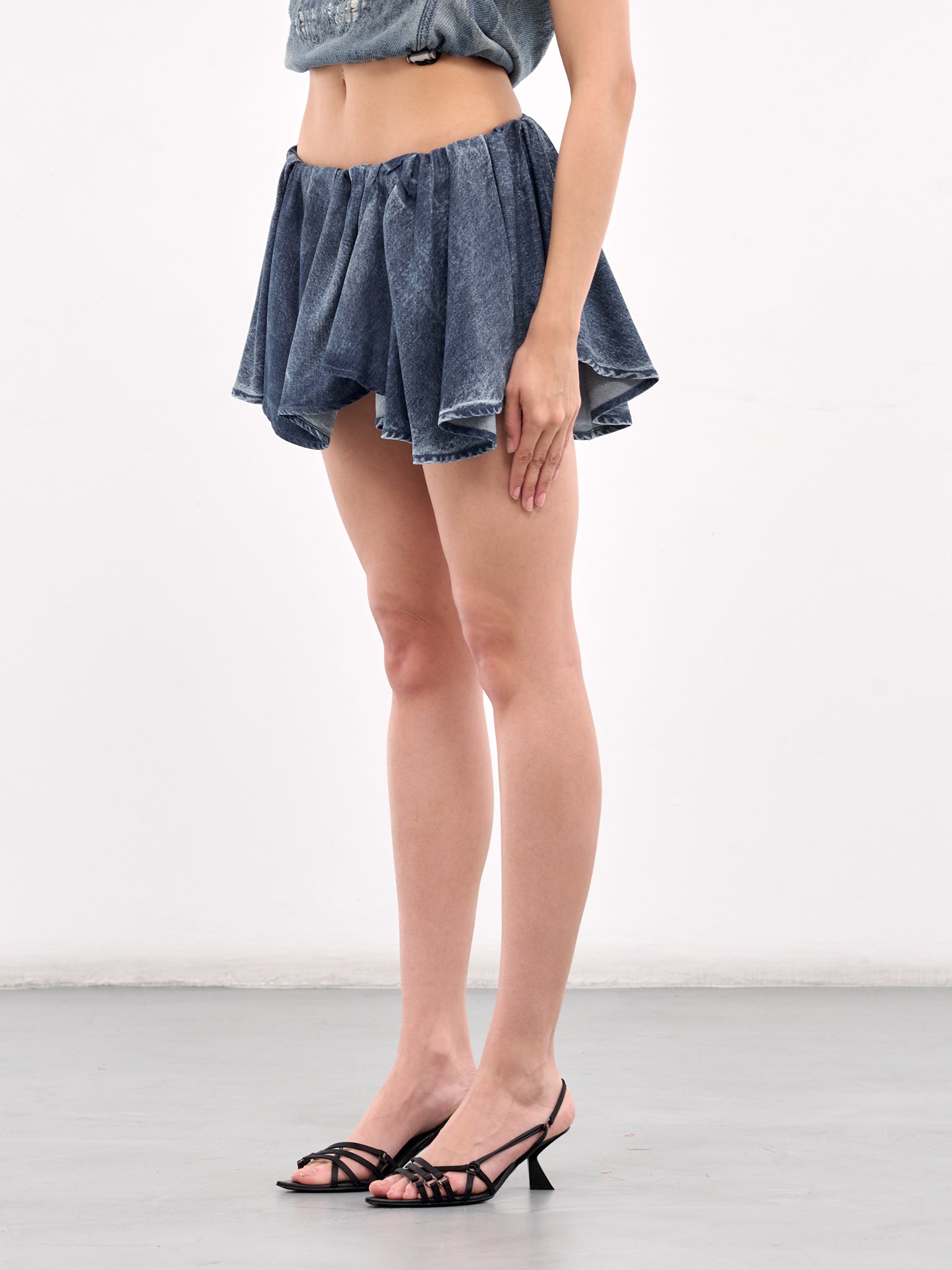 Ruffled Denim Mini Skirt (A19687-0CMBP-DENIM)