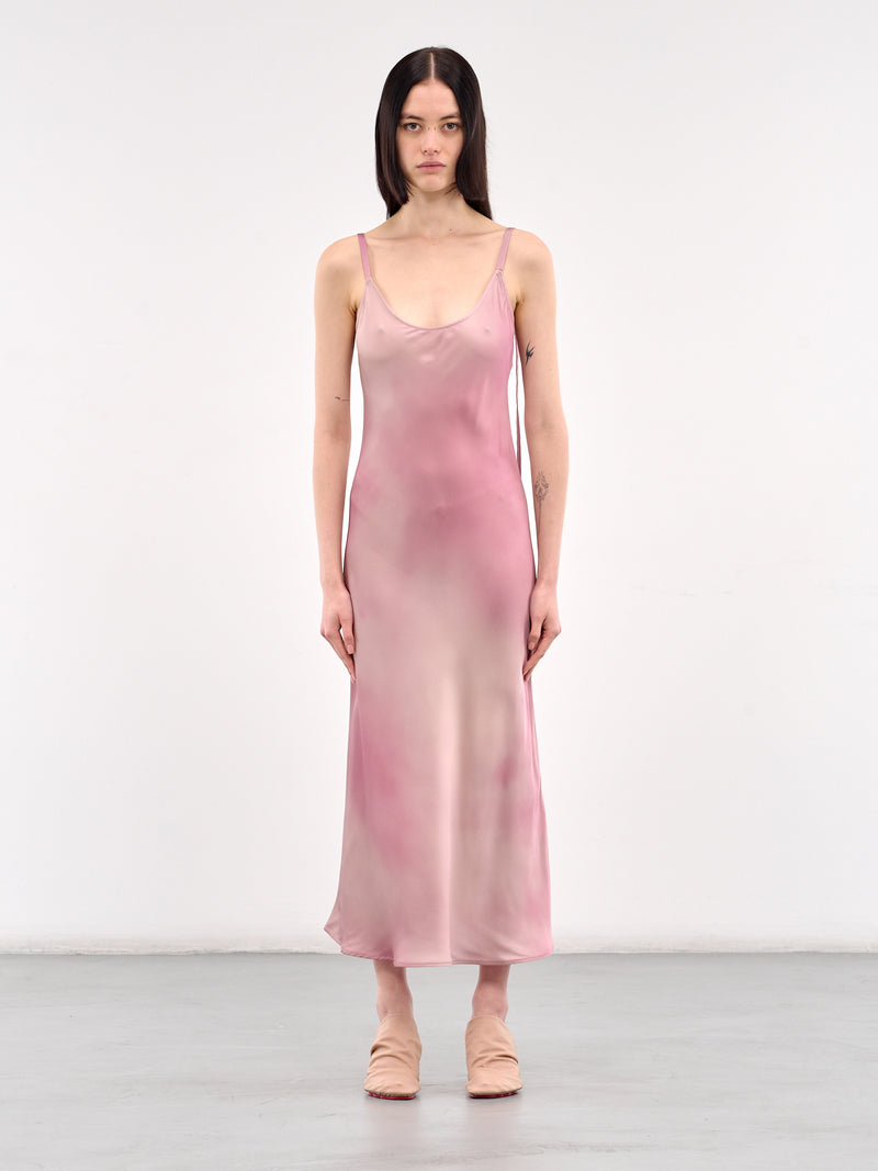 Abstract Printed Fluid Midi Dress (A20777-MULTI-PINK)