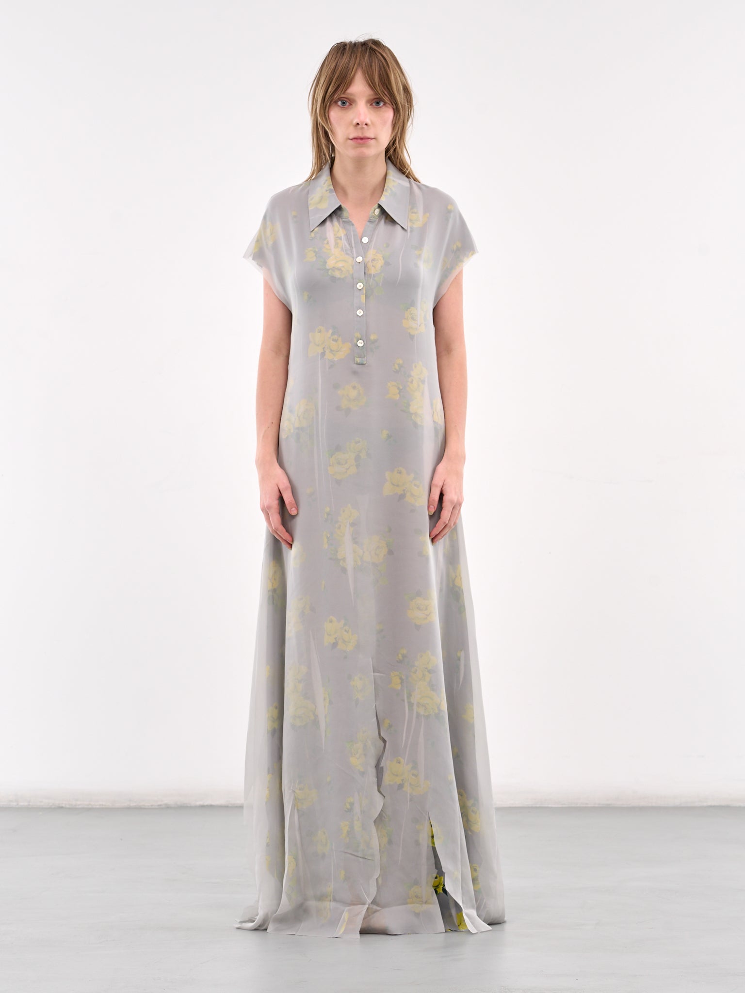 Layered Rose Maxi Dress (A20813-YELLOW-GREY)