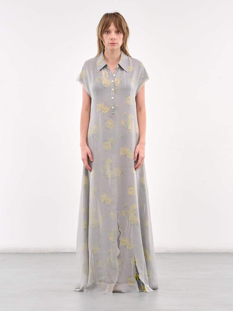 Layered Rose Maxi Dress (A20813-YELLOW-GREY)