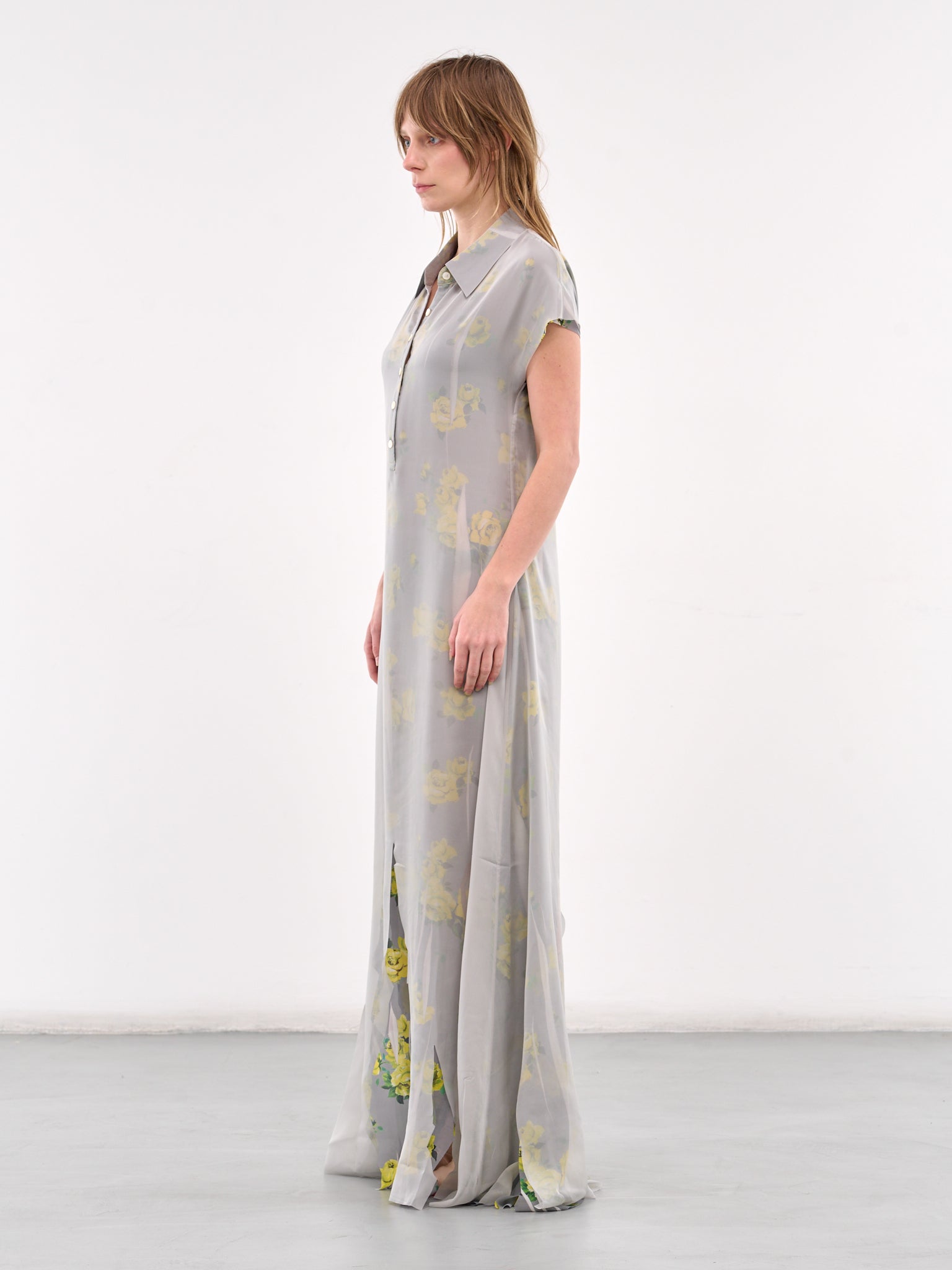 Layered Rose Maxi Dress (A20813-YELLOW-GREY)