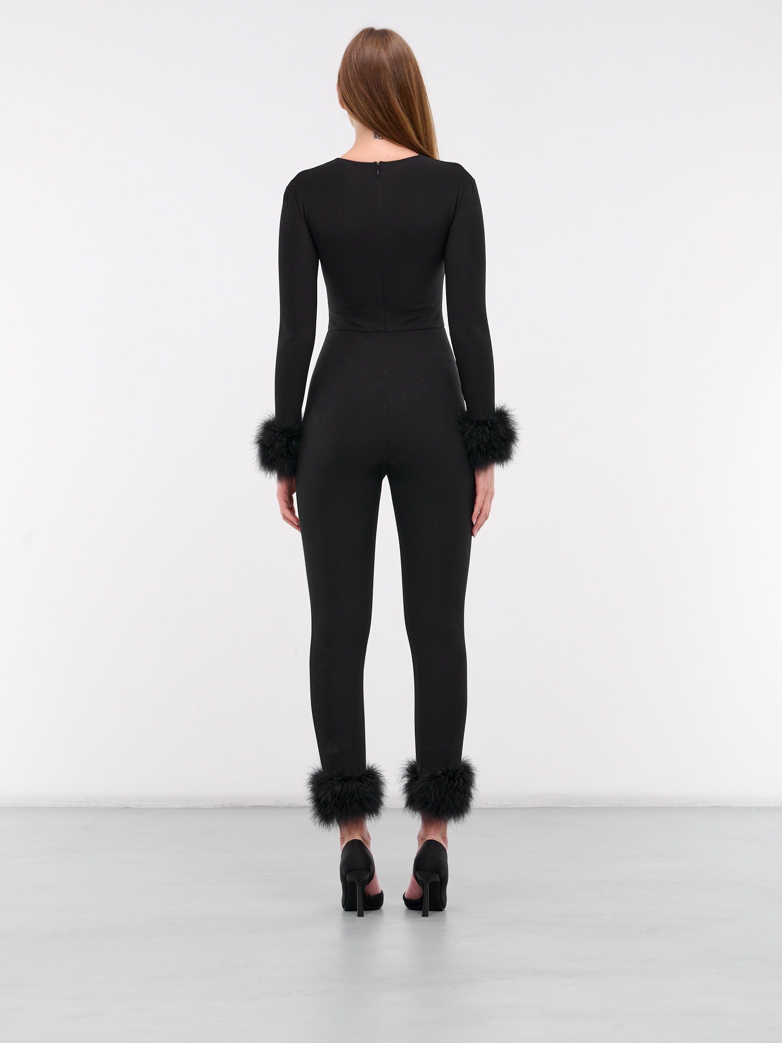 BLUMARINE Feather Trim Jumpsuit | H. Lorenzo - back